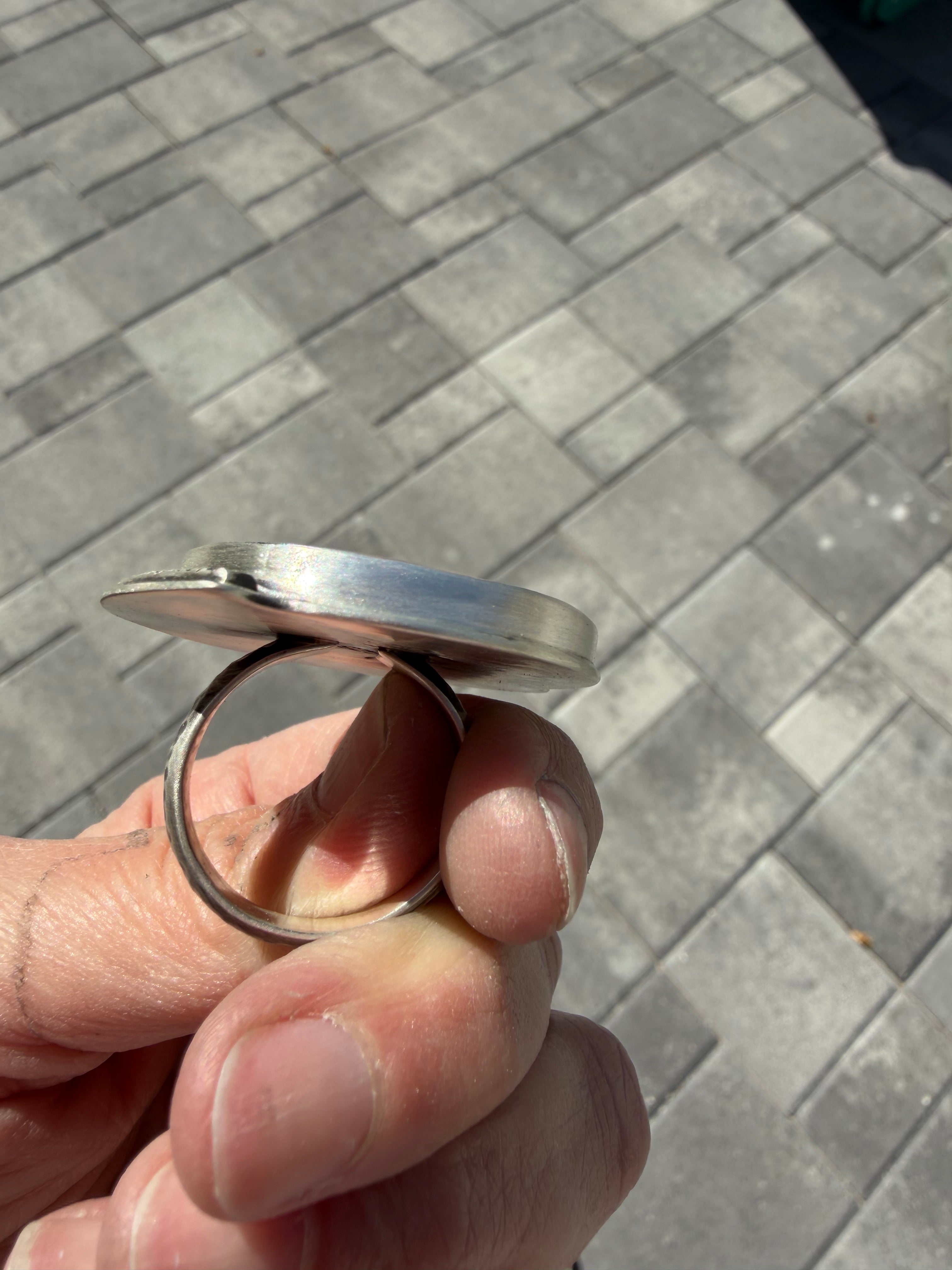Horse Canyon Moss/Abalone/Sterling Silver Statement Ring