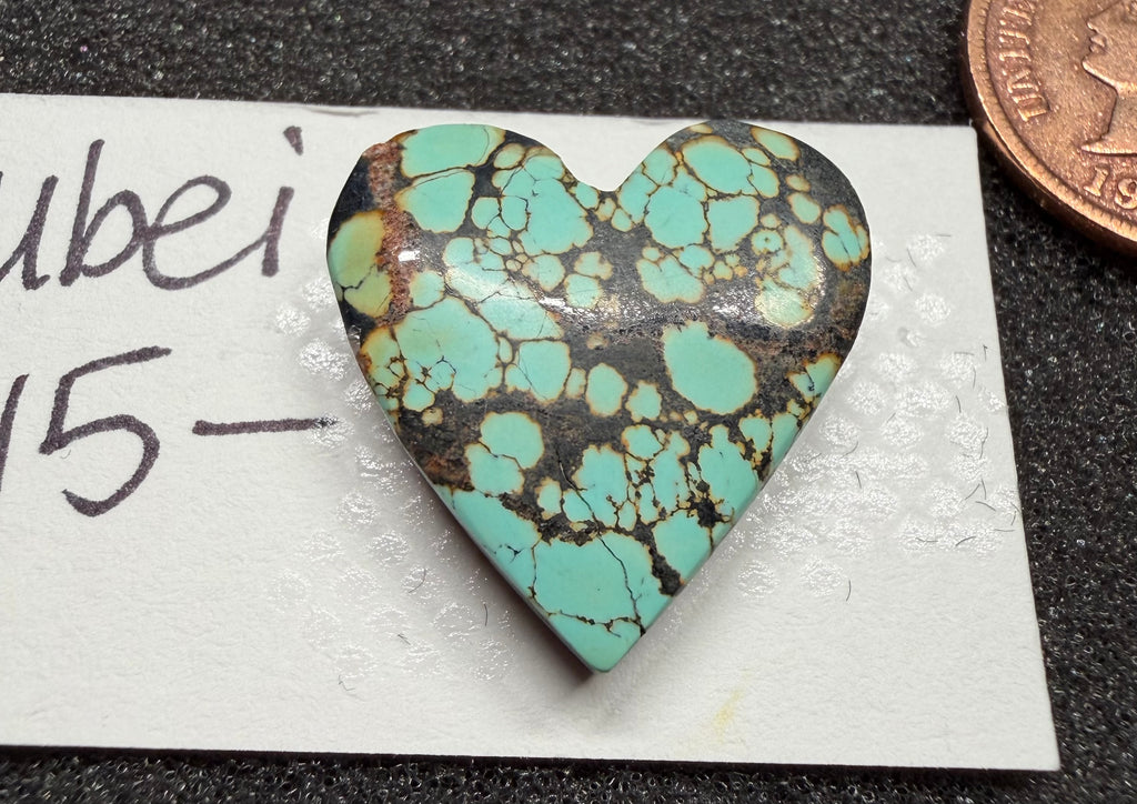 Heart Shaped Qingu Hubei Turquoise Cabochon! On Sale!