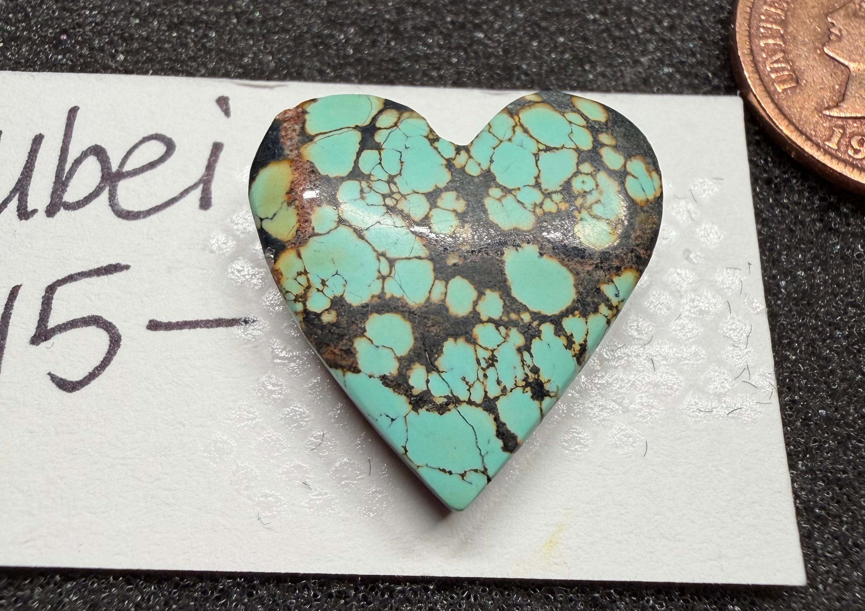 Heart Shaped Qingu Hubei Turquoise Cabochon! On Sale!