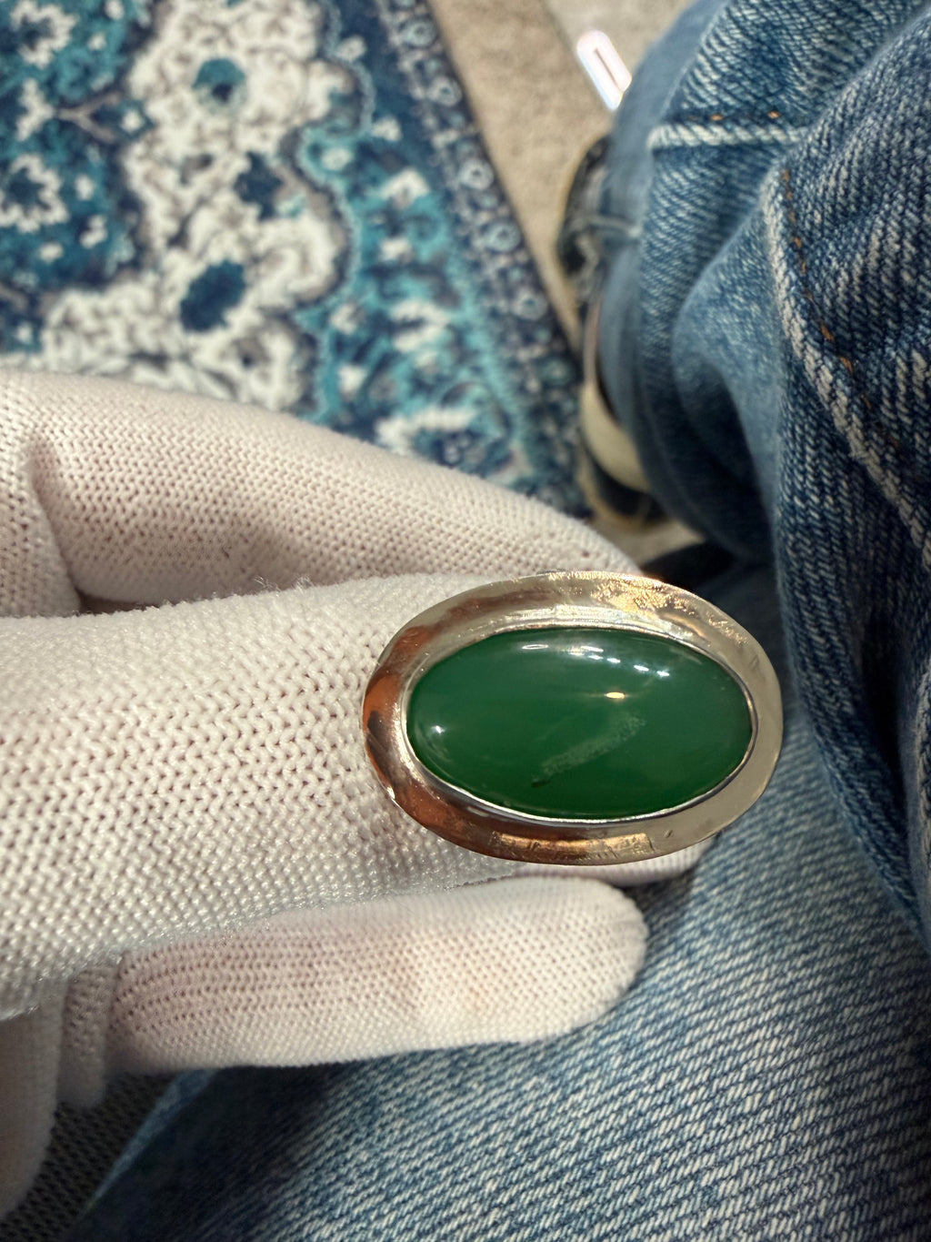 Can you say - STOP AND STARE! Australian Chrysoprase!! This Ring is for a GREEN GODDESS!