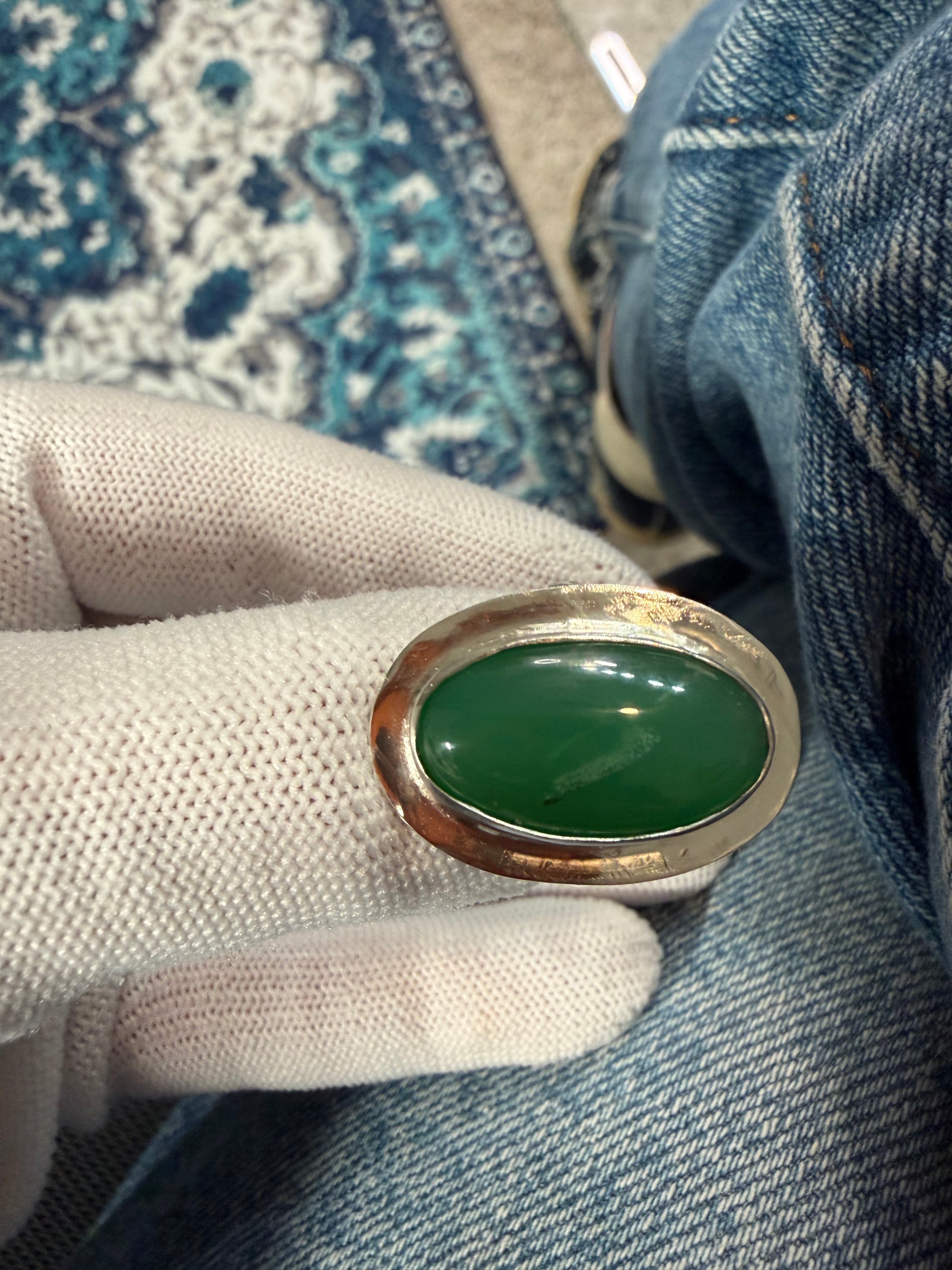 Can you say - STOP AND STARE! Australian Chrysoprase!! This Ring is for a GREEN GODDESS!
