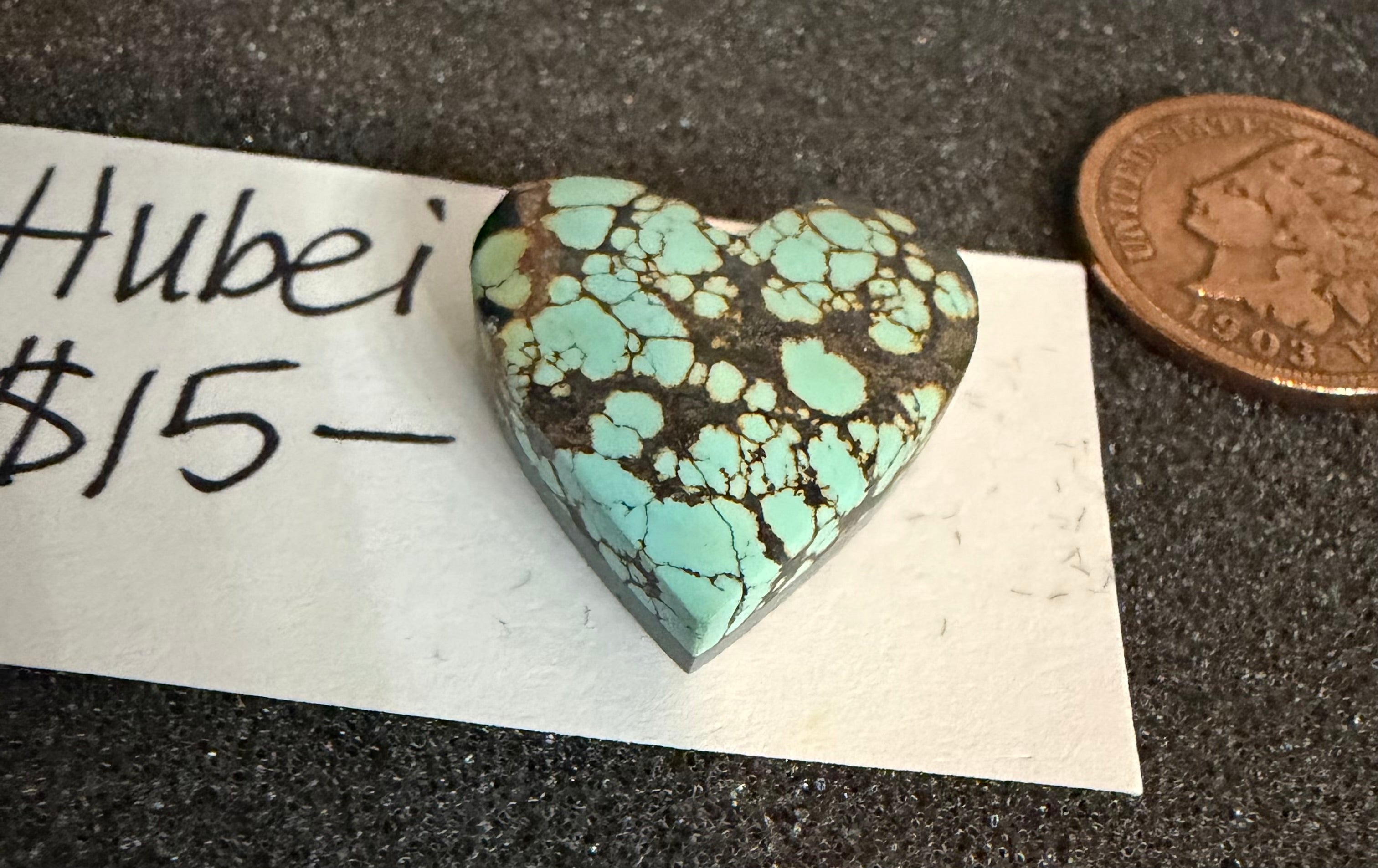 Heart Shaped Qingu Hubei Turquoise Cabochon! On Sale!