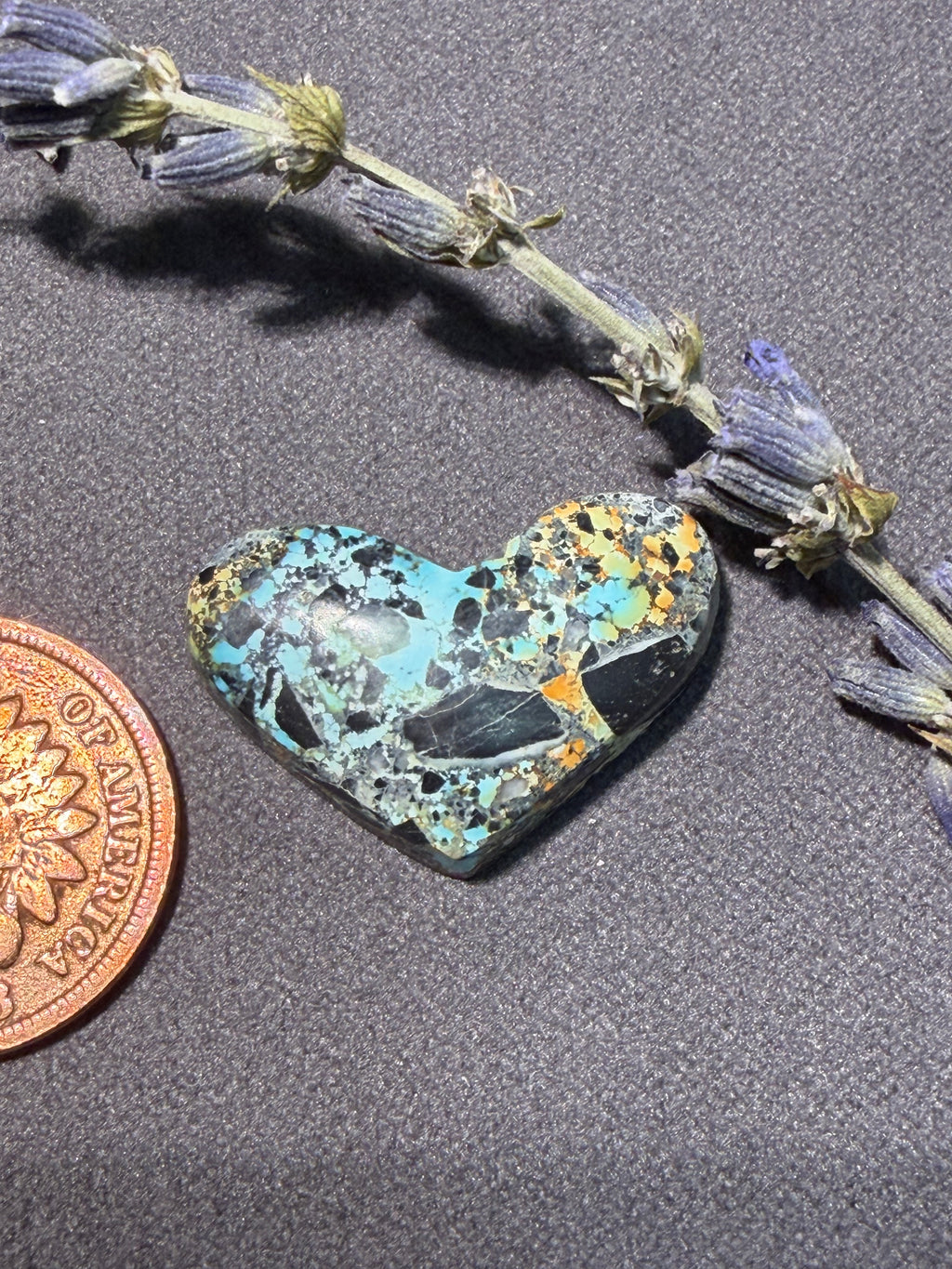 This Heart Shaped Cab is Gorgeous! It is "Natural Blue Moon" Turquoise! On Sale!