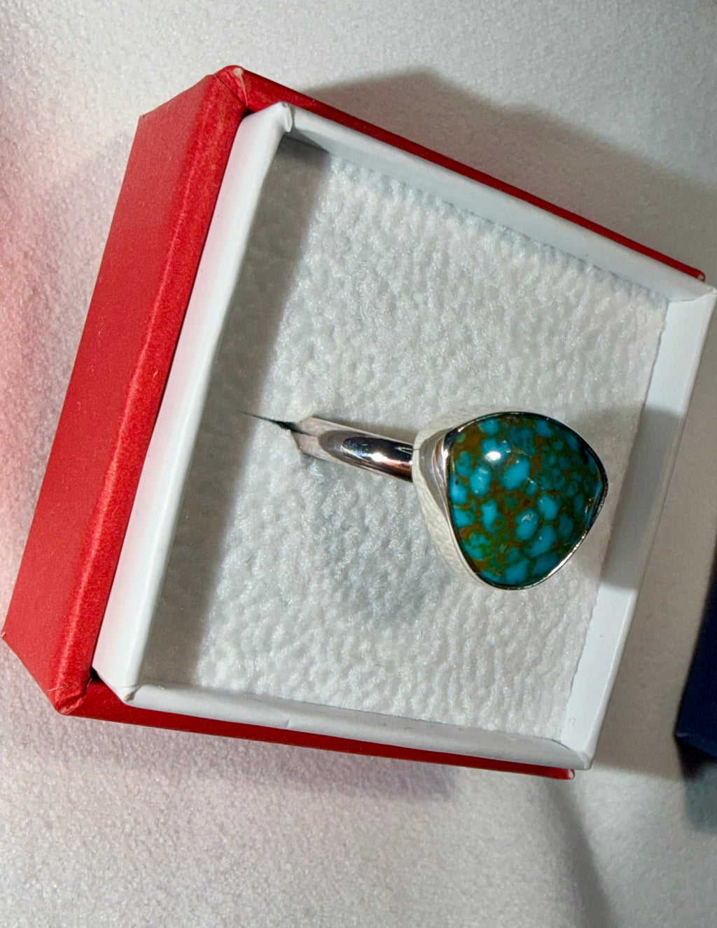 Just Added to the Site! Red Web Kingman Turquoise Every Day Ring! Size 8!