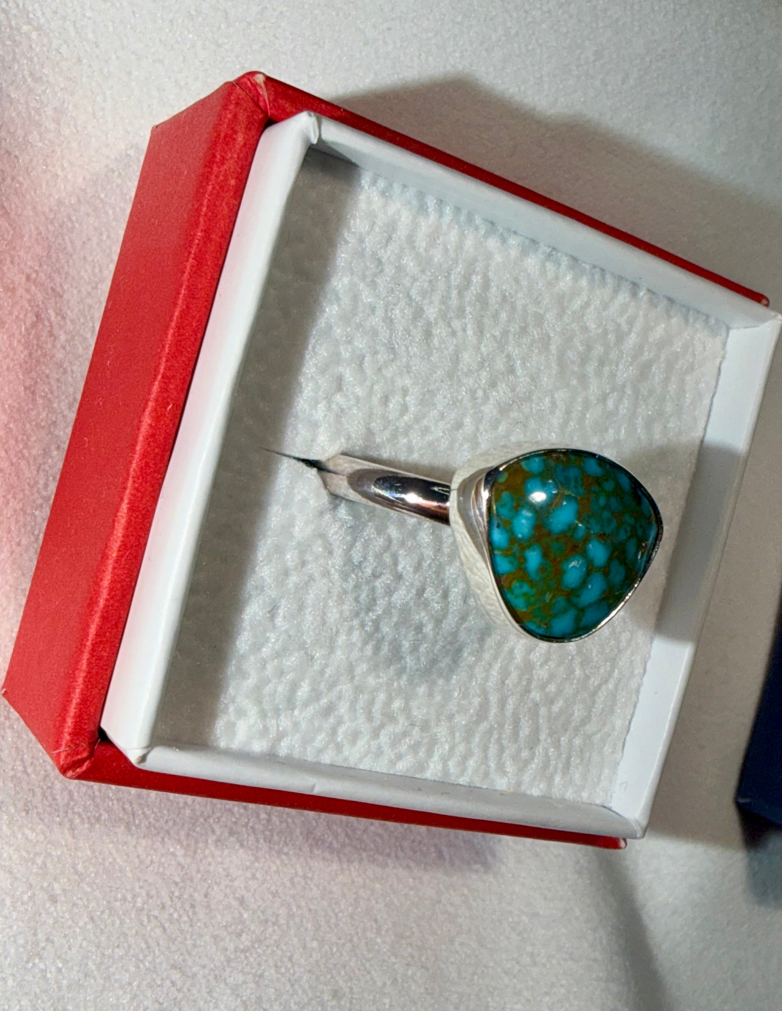 Just Added to the Site! Red Web Kingman Turquoise Every Day Ring! Size 8!