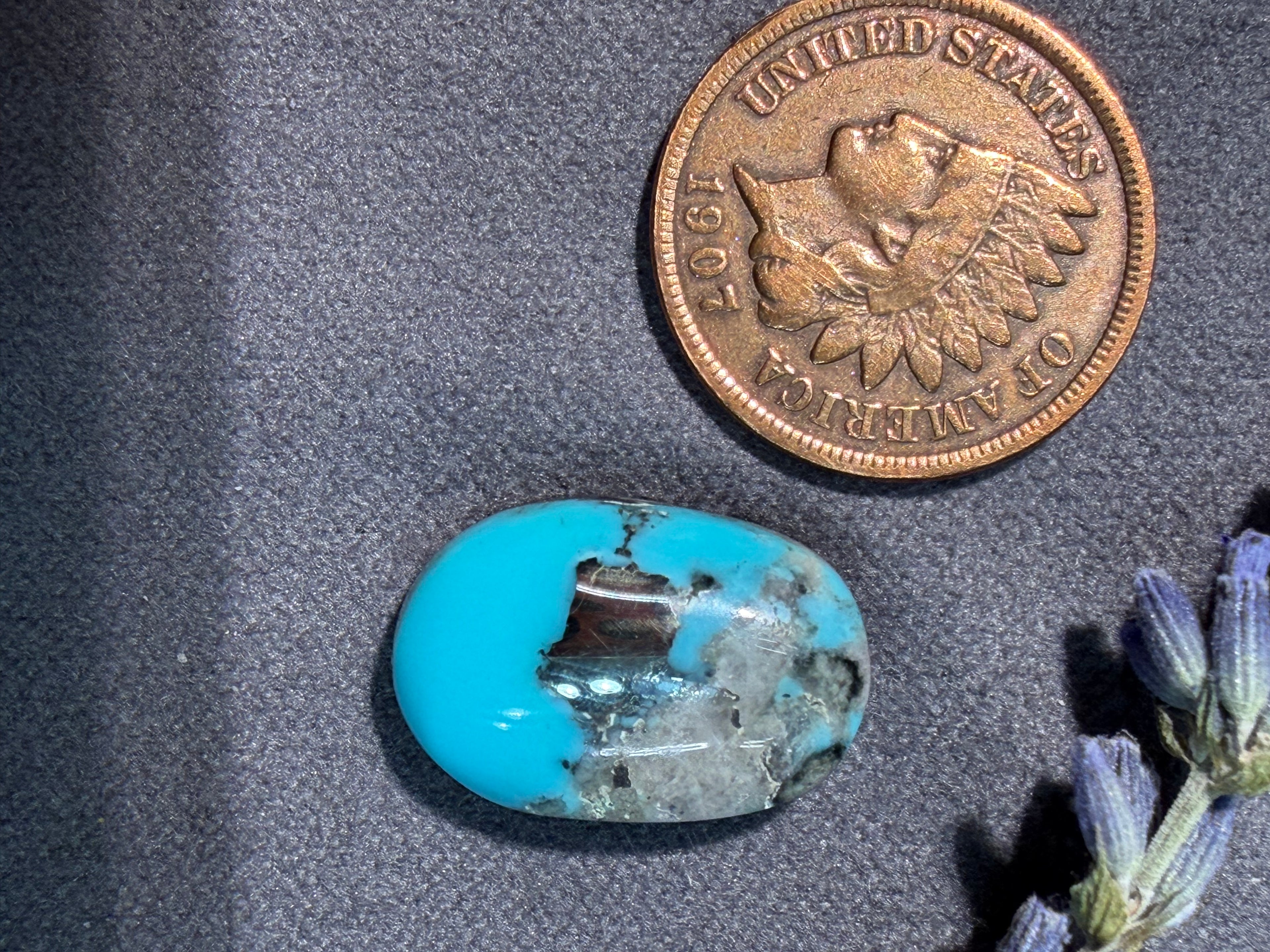 Did you see the Pyrite inclusions?  Campitos Turquoise Cabochon! On Sale!
