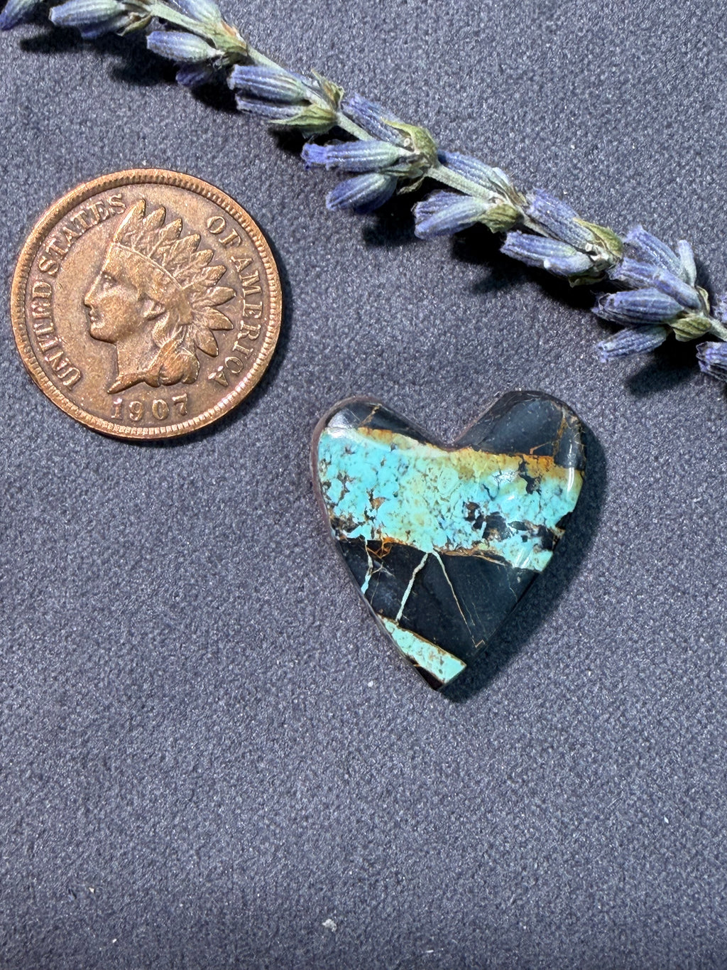 Heart Shaped Natural BlackJack Turquoise Cabochon! On Sale!