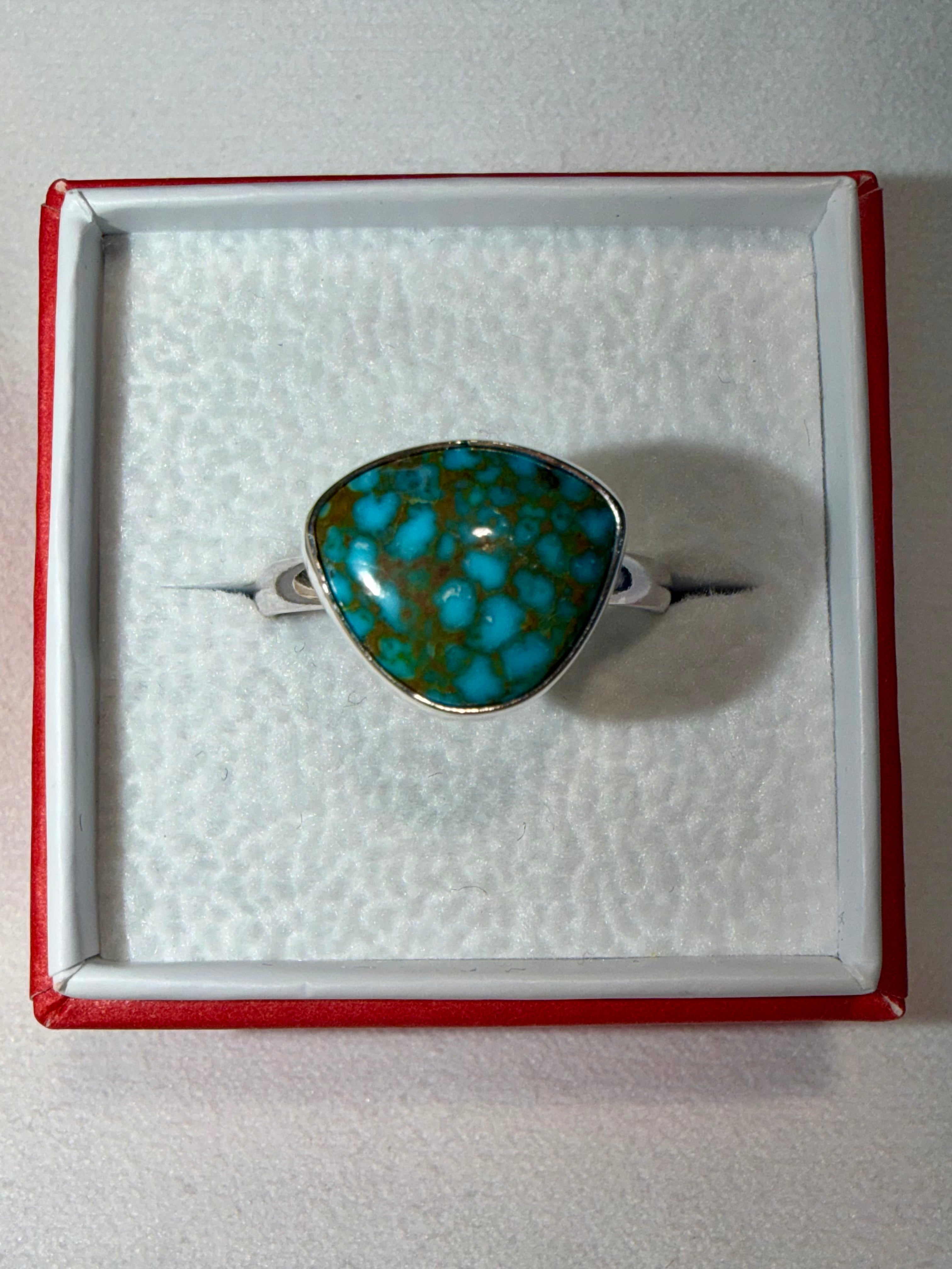 Just Added to the Site! Red Web Kingman Turquoise Every Day Ring! Size 8!