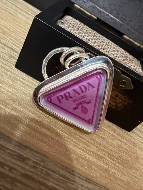 "New" Funky & Fun Pink Prada Milano Triangle Pendant - Set in .925 Sterling Silver!