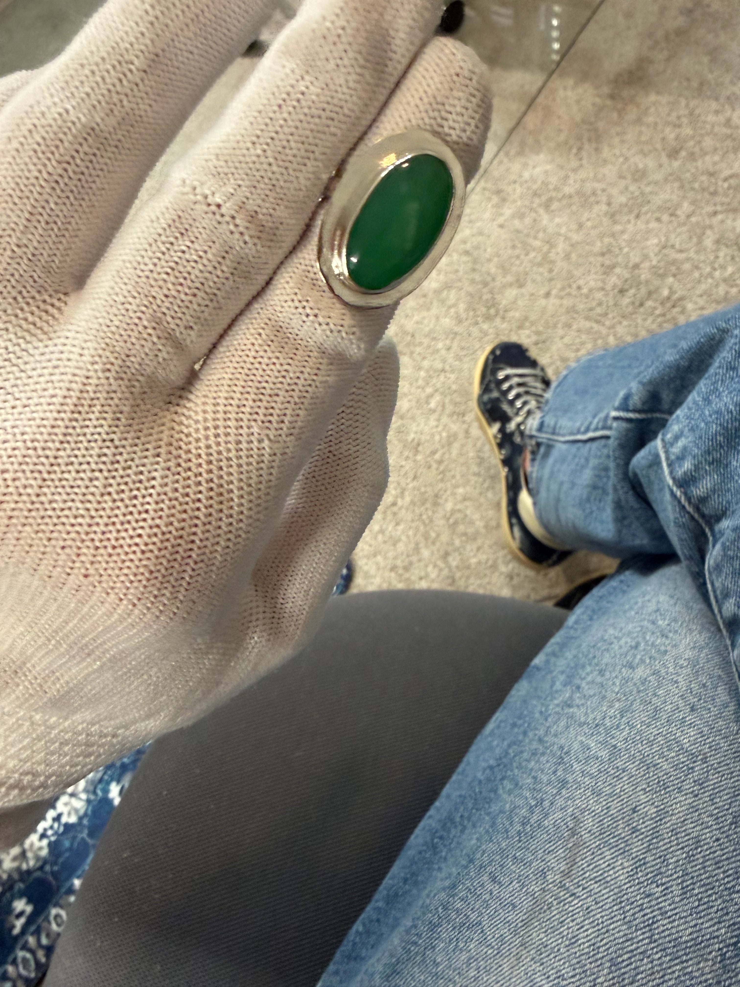 Can you say - STOP AND STARE! Australian Chrysoprase!! This Ring is for a GREEN GODDESS!