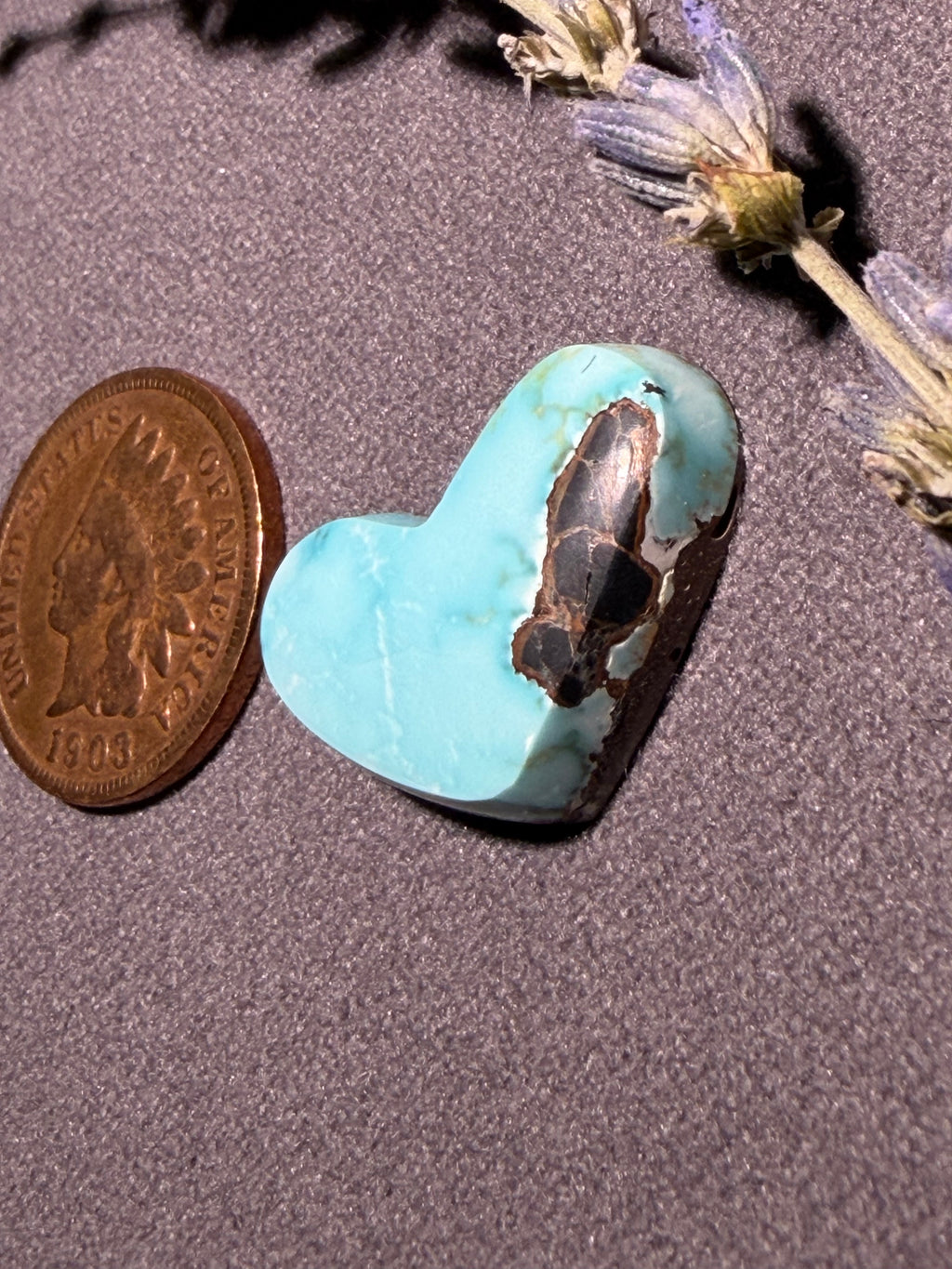 This Heart Shaped Cab is Stunning! It is "Natural Blue Moon" Turquoise! On Sale!