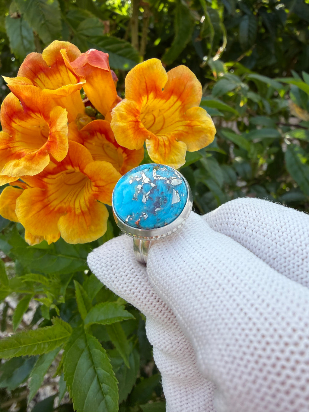Persian Blue Turquoise and Sterling Silver Ring!! Oh My!