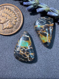 Beautiful Pair of BlackJack Turquoise Cabochons! On Sale!