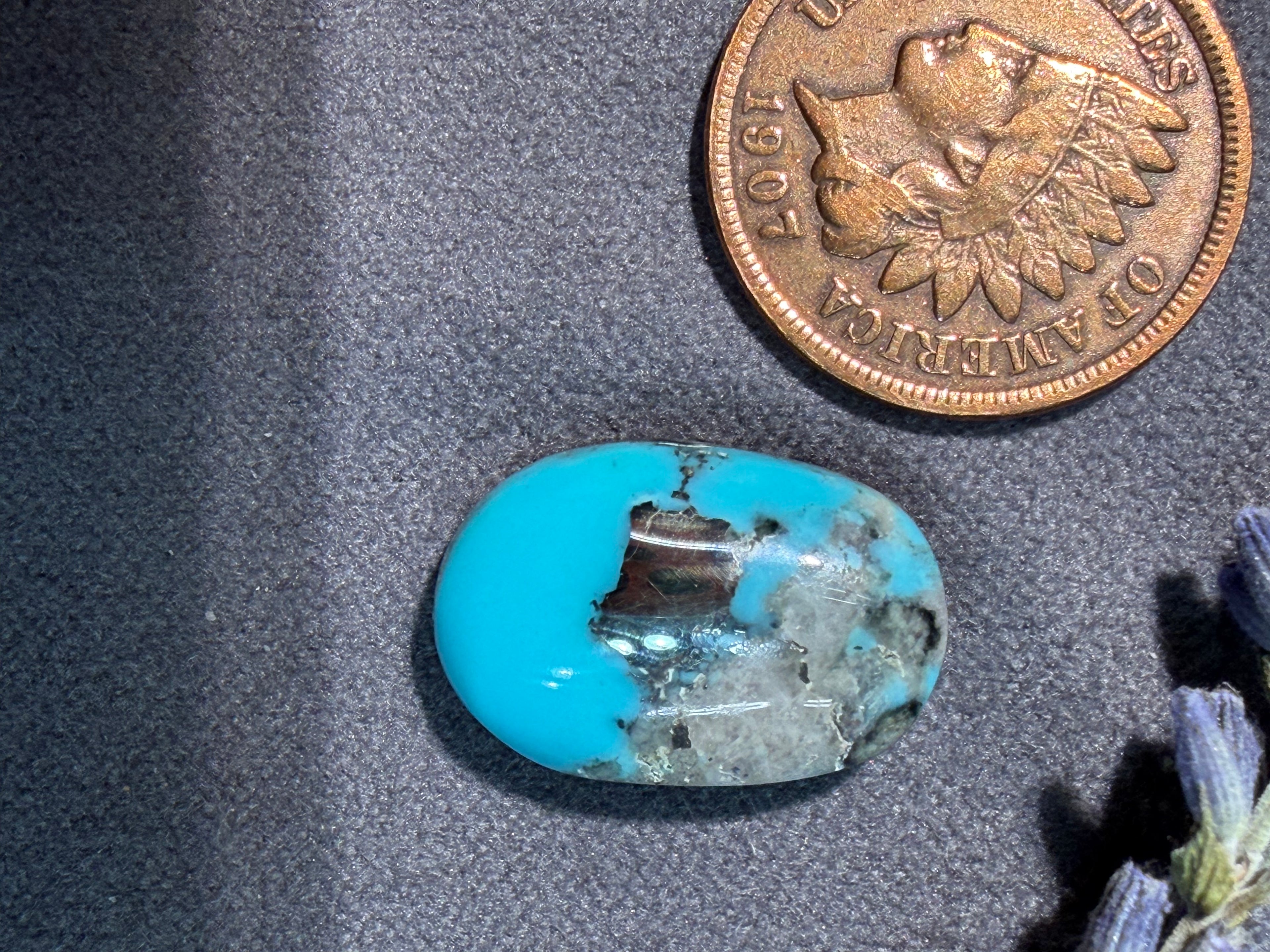 Did you see the Pyrite inclusions?  Campitos Turquoise Cabochon! On Sale!