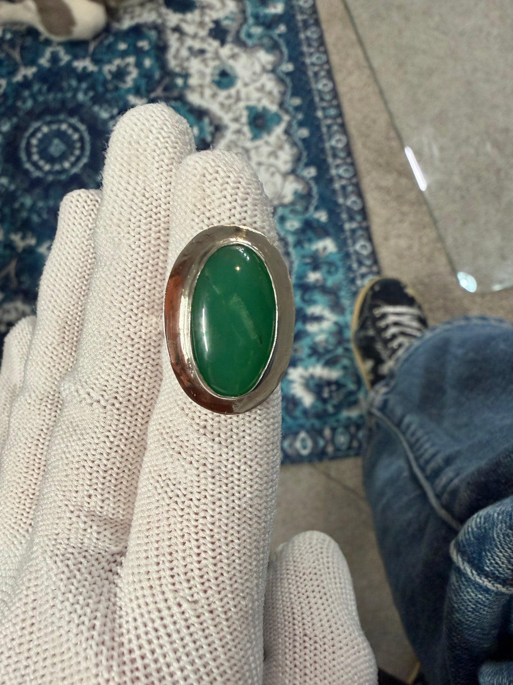 Can you say - STOP AND STARE! Australian Chrysoprase!! This Ring is for a GREEN GODDESS!