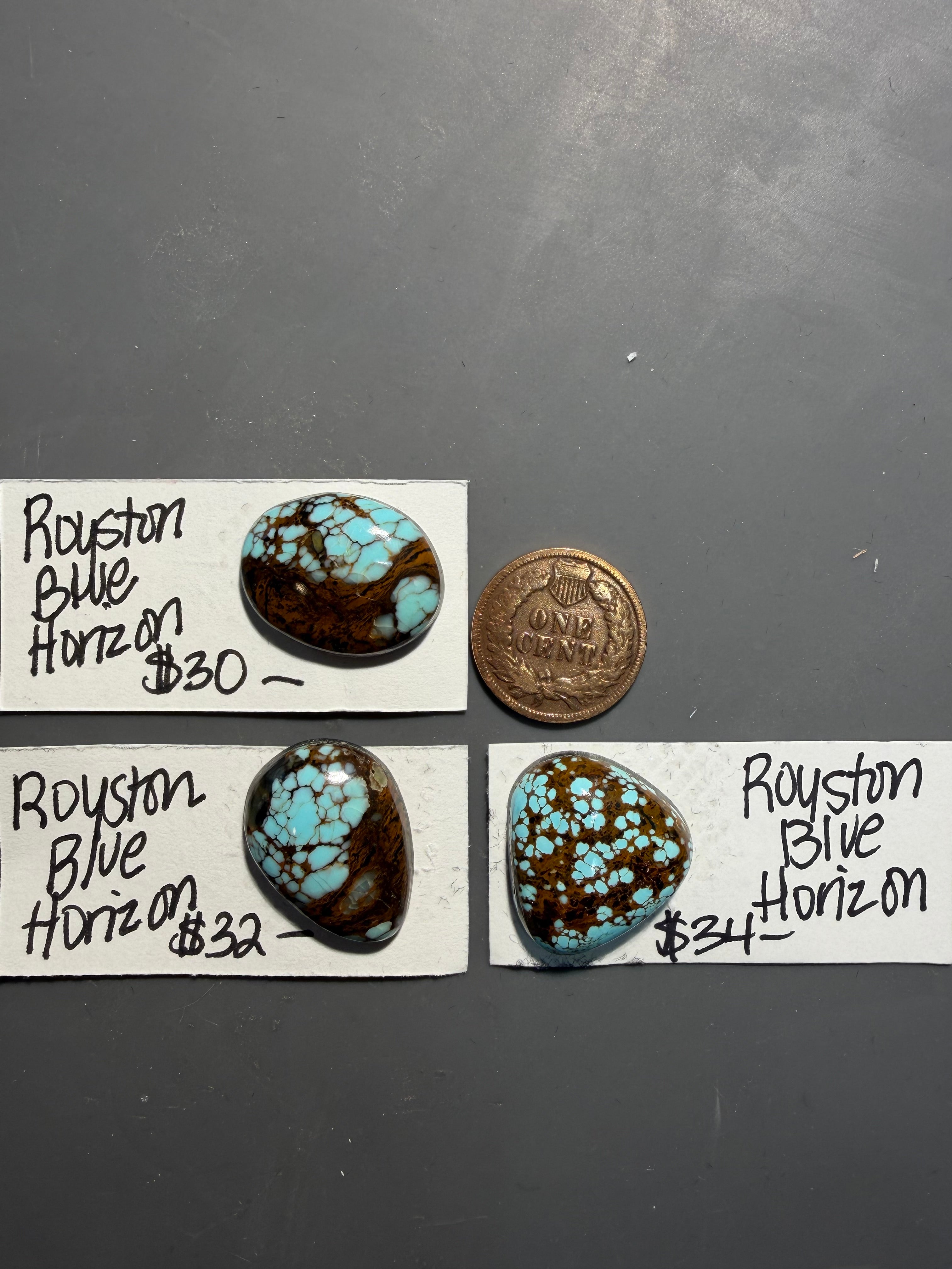 Royston Blue Horizon x 3 stones for customer J. DeBolt only please