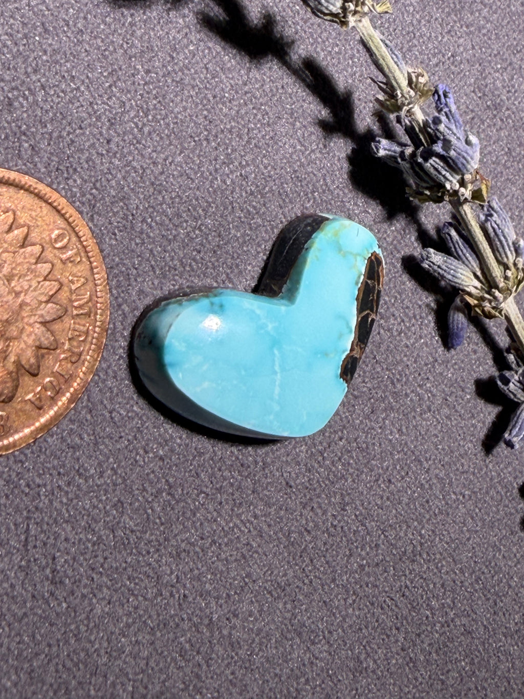 This Heart Shaped Cab is Stunning! It is "Natural Blue Moon" Turquoise! On Sale!