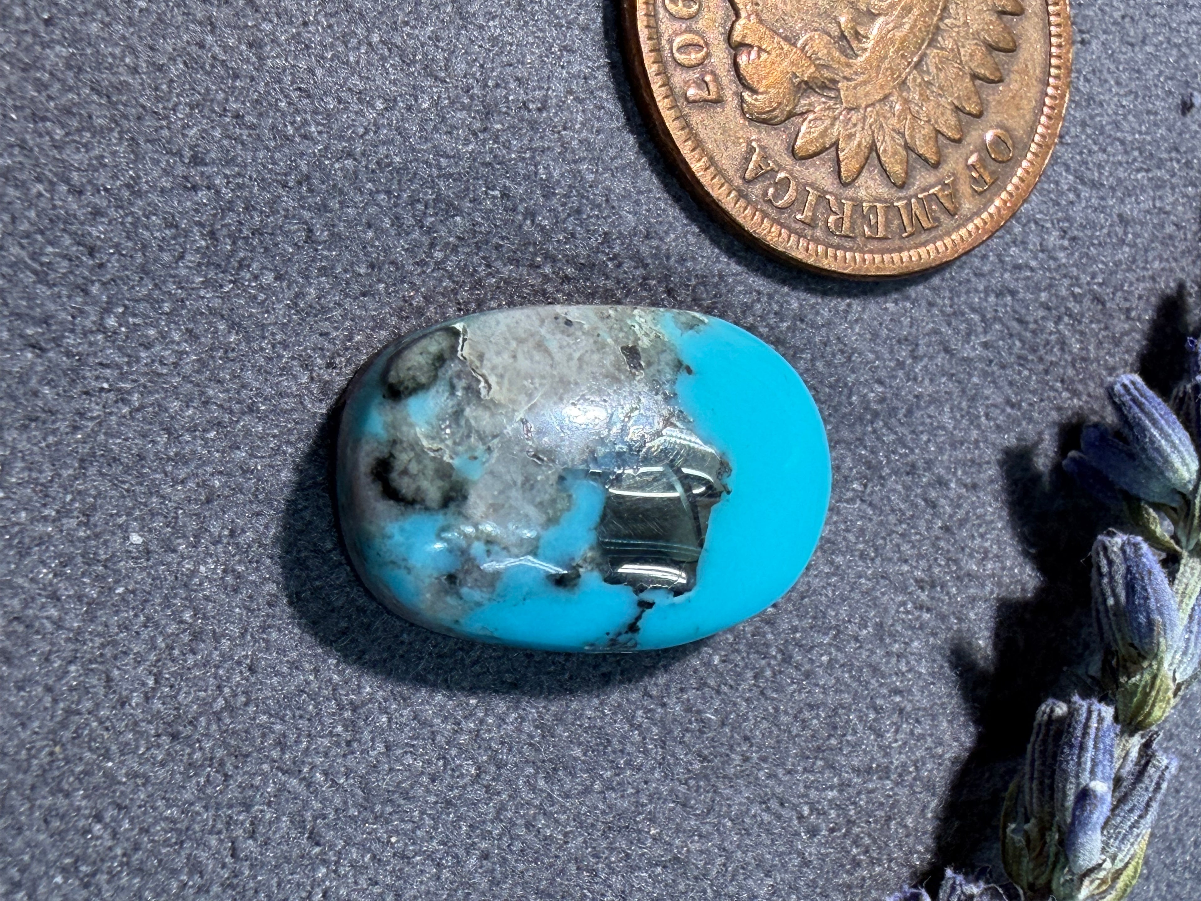 Did you see the Pyrite inclusions?  Campitos Turquoise Cabochon! On Sale!