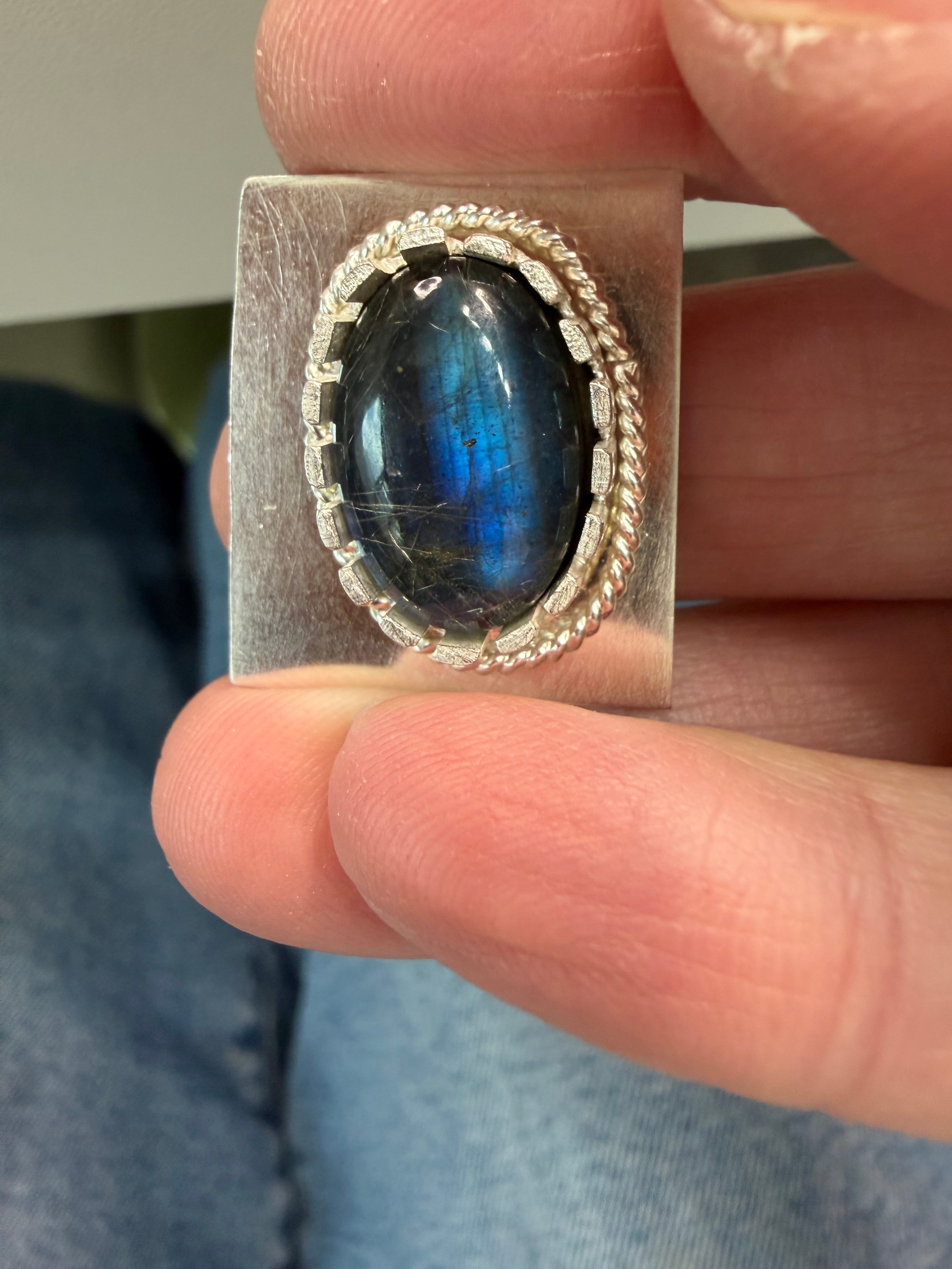 "New" Stunning Blue Labradorite Pendant and .925 Sterling Silver Chain