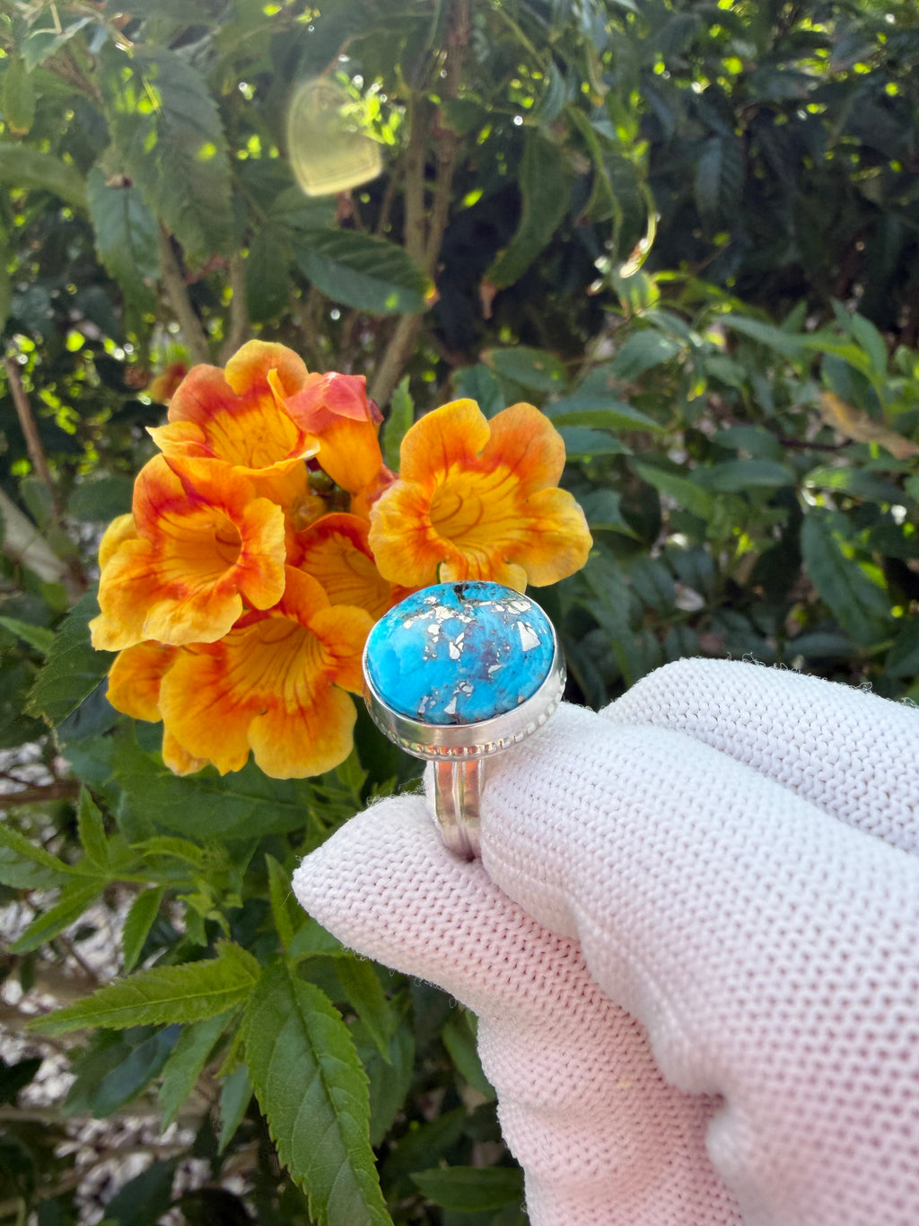 Persian Blue Turquoise and Sterling Silver Ring!! Oh My!