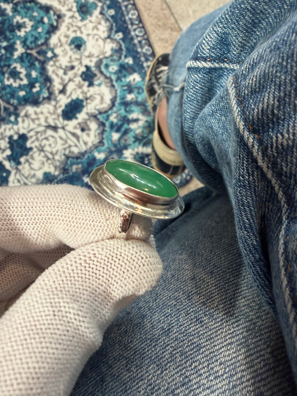 Can you say - STOP AND STARE! Australian Chrysoprase!! This Ring is for a GREEN GODDESS!