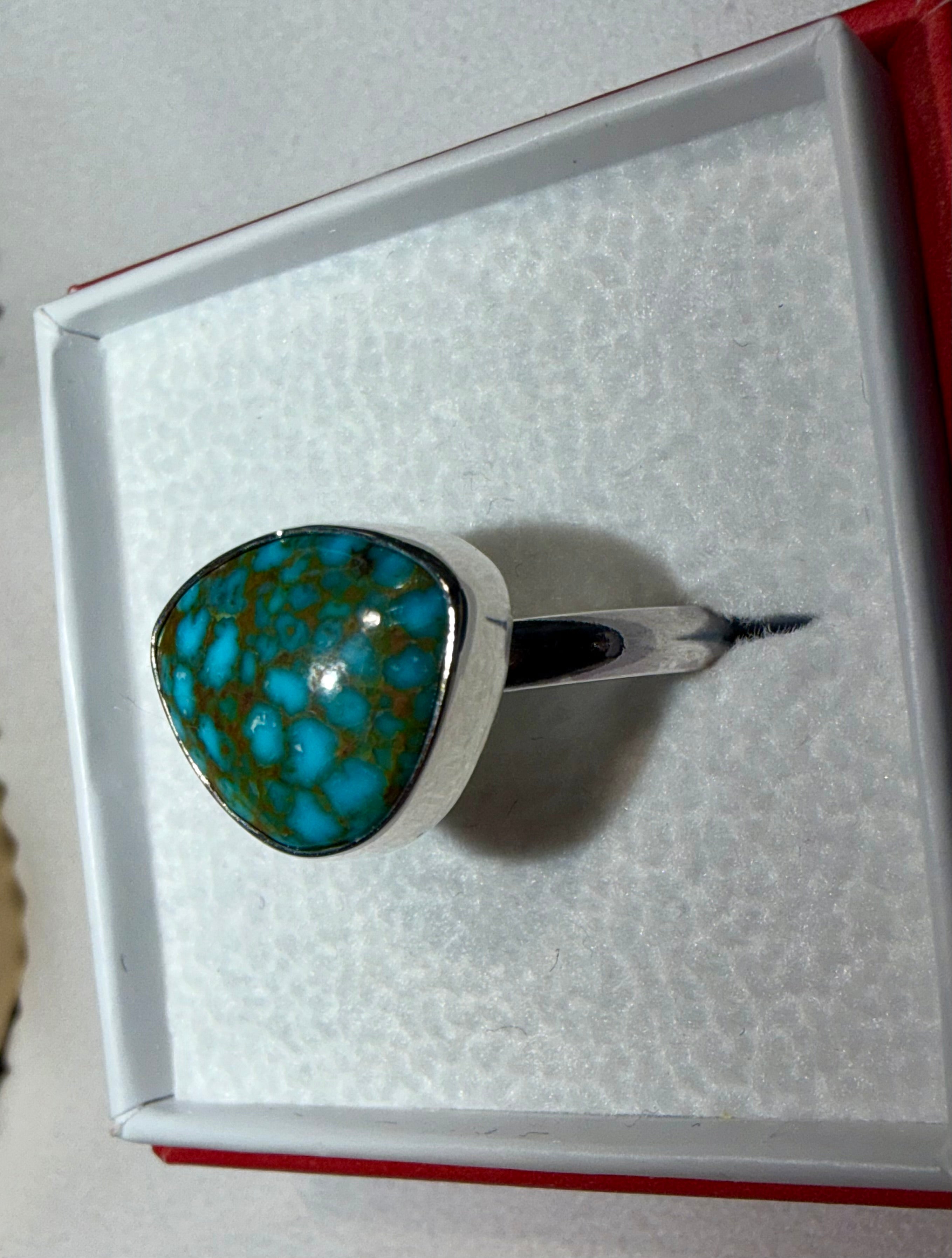 Just Added to the Site! Red Web Kingman Turquoise Every Day Ring! Size 8!