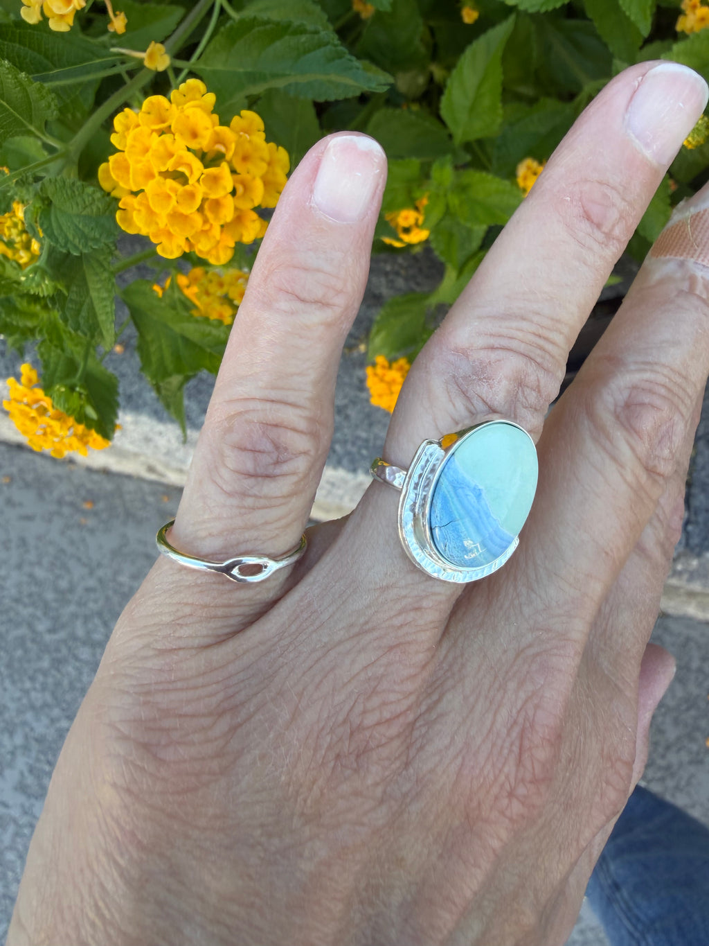 All Natural Polychrome White River set in Sterling Silver!! On Sale!