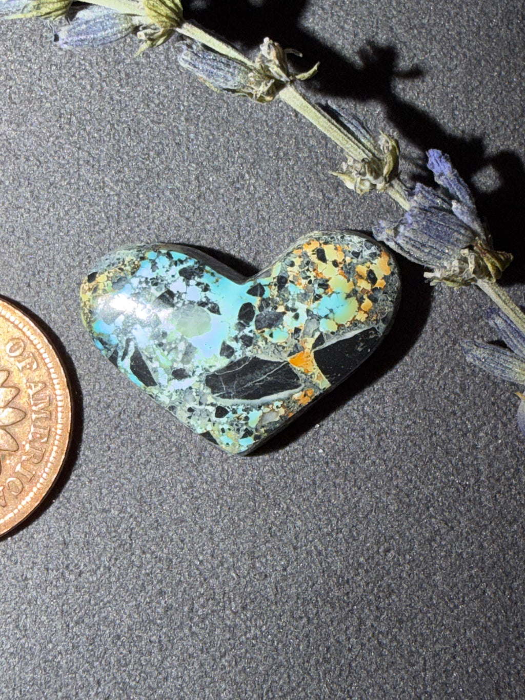 This Heart Shaped Cab is Gorgeous! It is "Natural Blue Moon" Turquoise! On Sale!