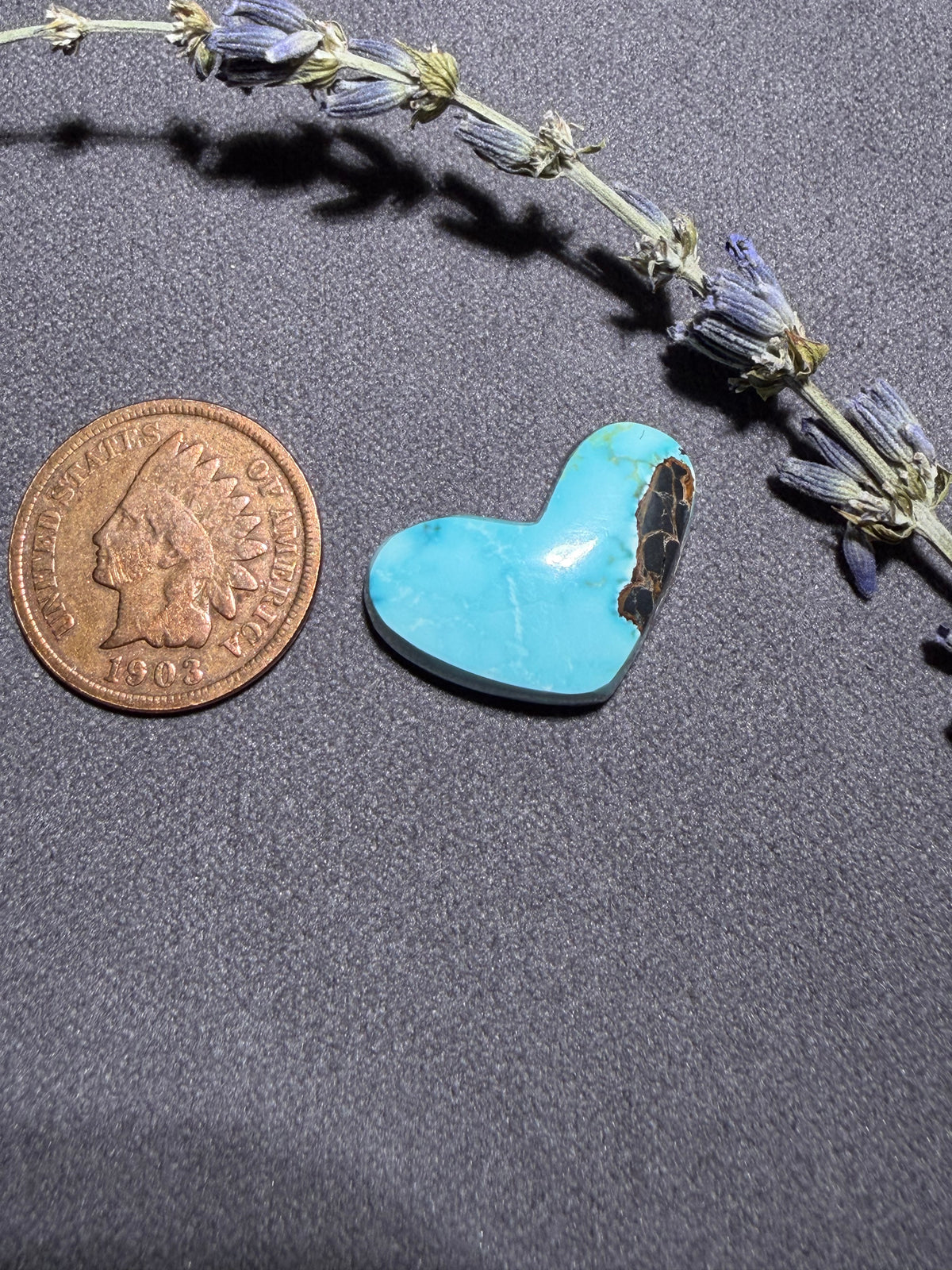 This Heart Shaped Cab is Stunning! It is "Natural Blue Moon" Turquoise! On Sale!