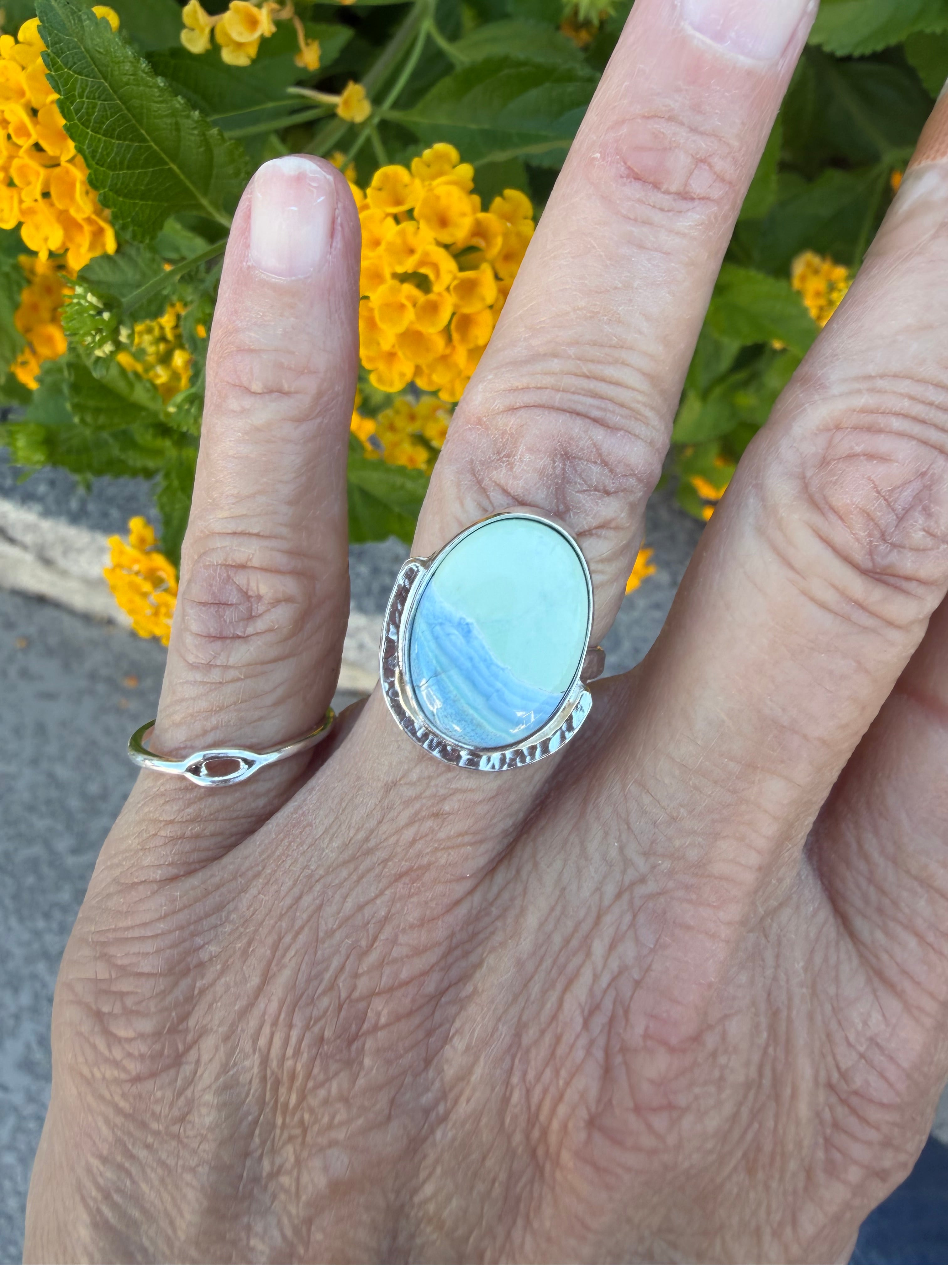 All Natural Polychrome White River set in Sterling Silver!! On Sale!