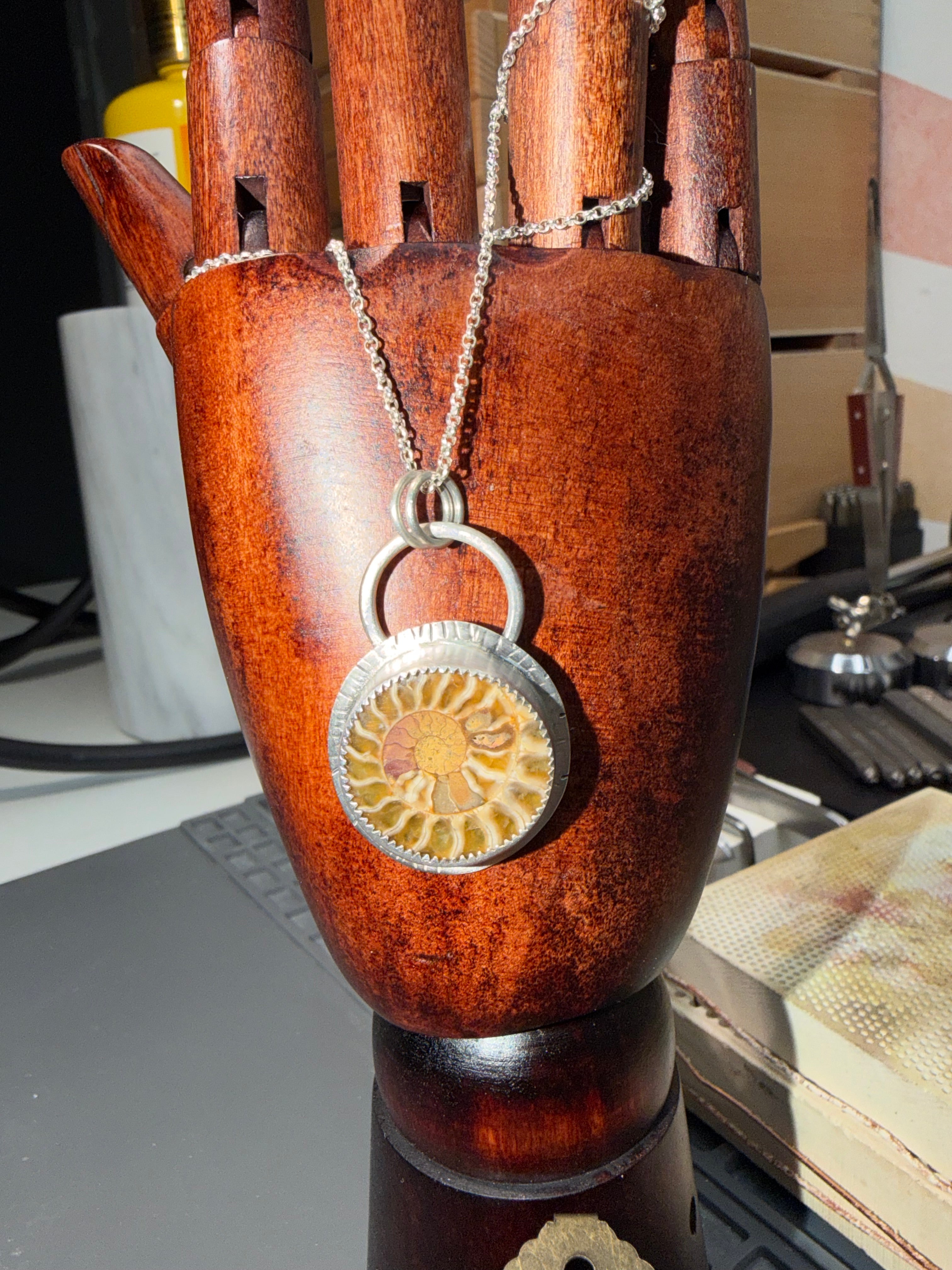 Ammonite and Silver One of Kind Pendant!