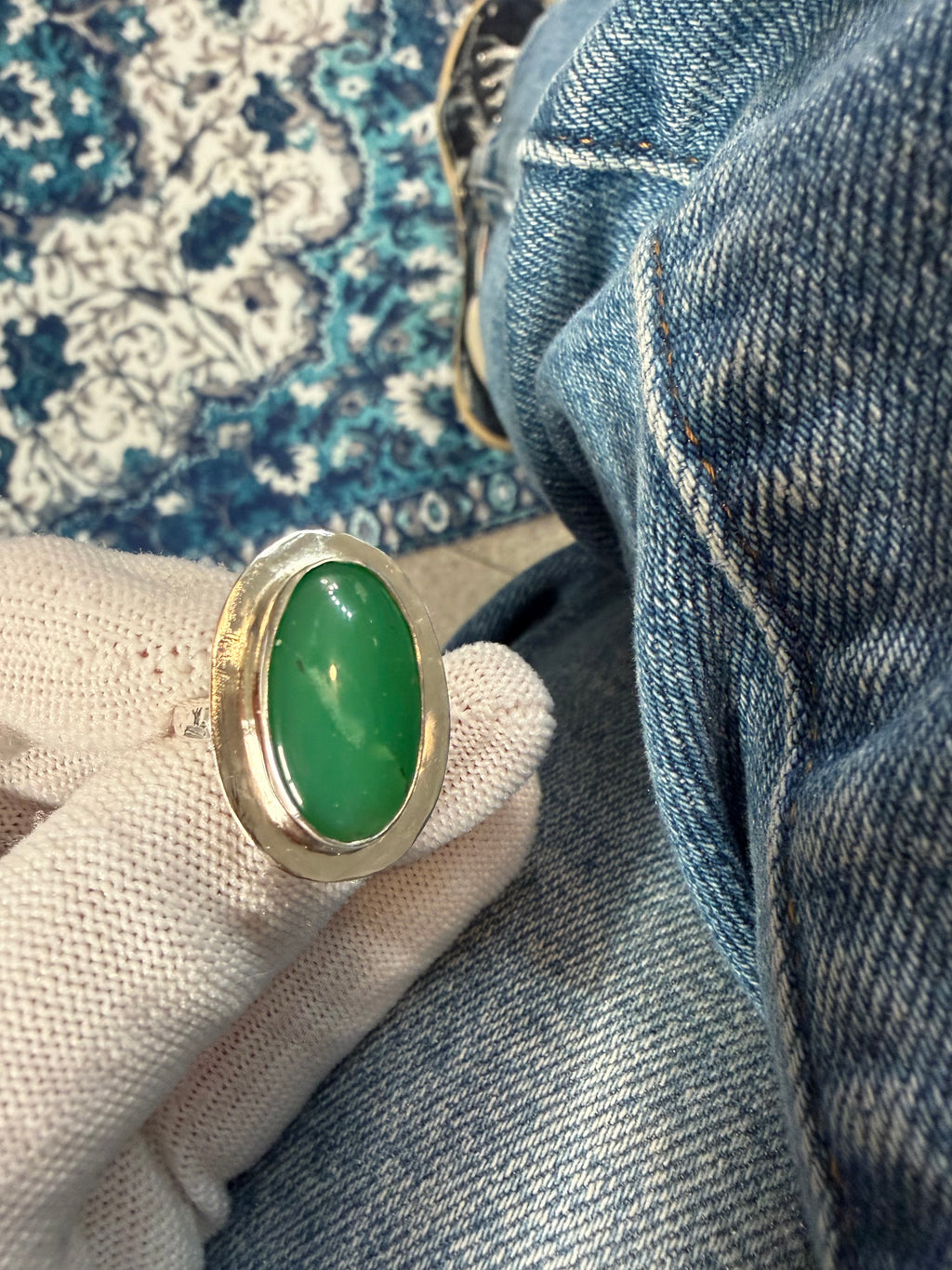 Can you say - STOP AND STARE! Australian Chrysoprase!! This Ring is for a GREEN GODDESS!