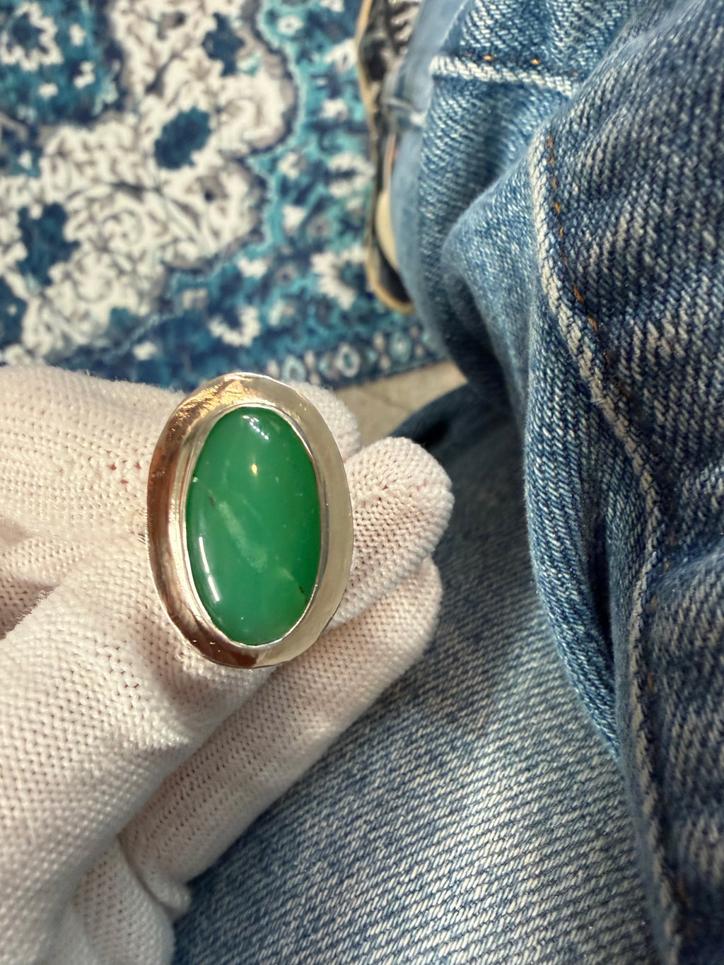 Can you say - STOP AND STARE! Australian Chrysoprase!! This Ring is for a GREEN GODDESS!