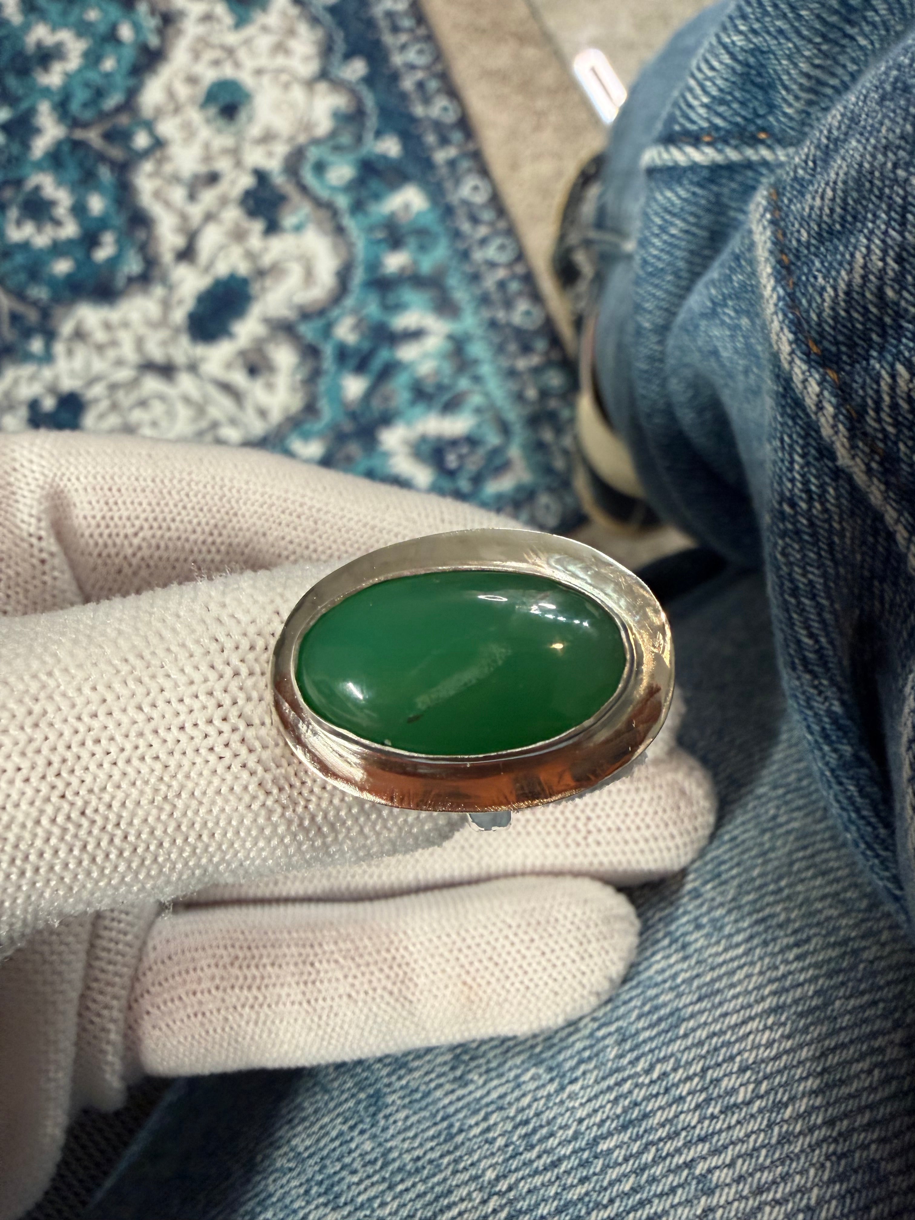Can you say - STOP AND STARE! Australian Chrysoprase!! This Ring is for a GREEN GODDESS!