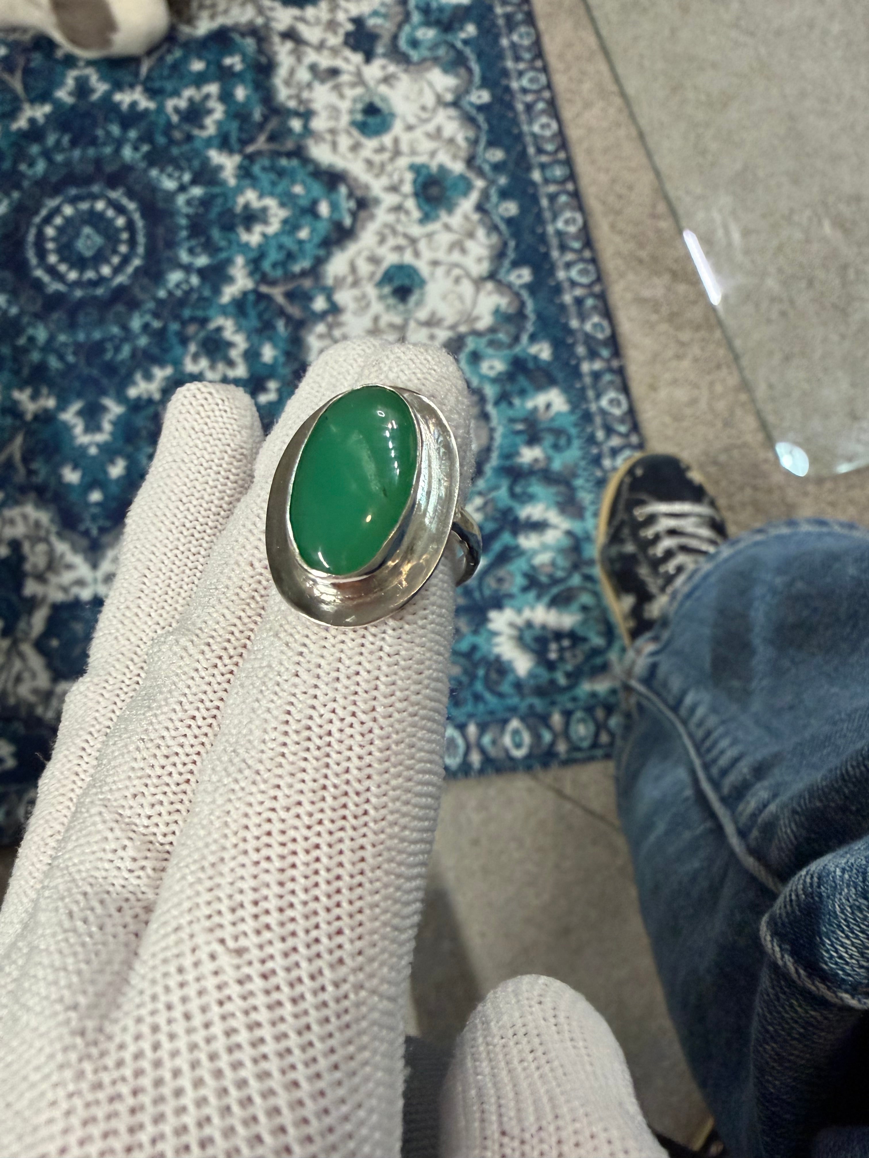Can you say - STOP AND STARE! Australian Chrysoprase!! This Ring is for a GREEN GODDESS!