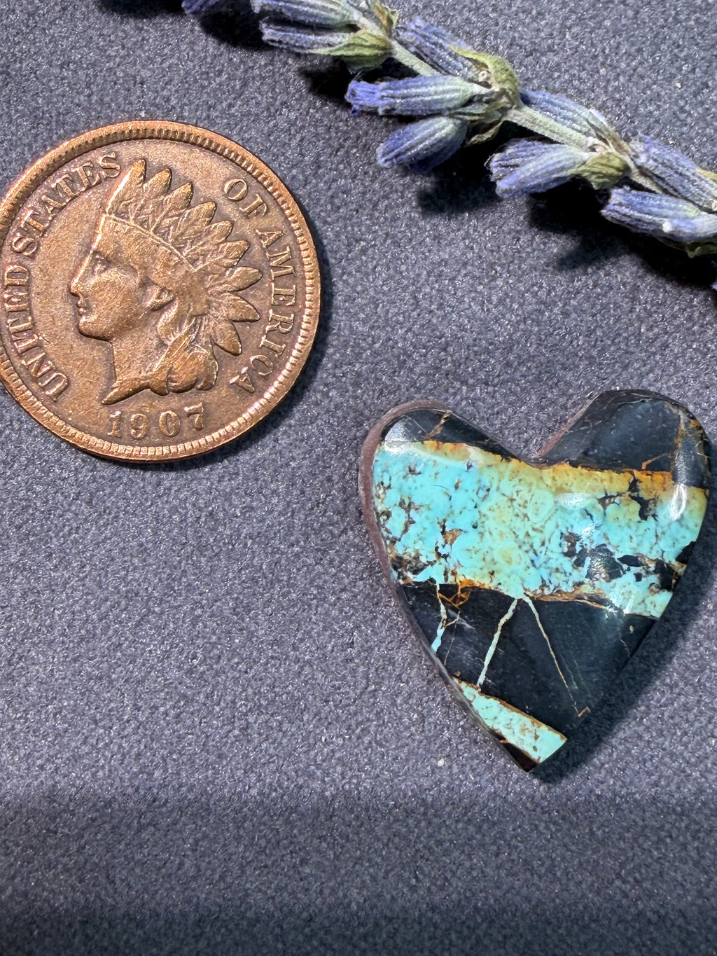 Heart Shaped Natural BlackJack Turquoise Cabochon! On Sale!