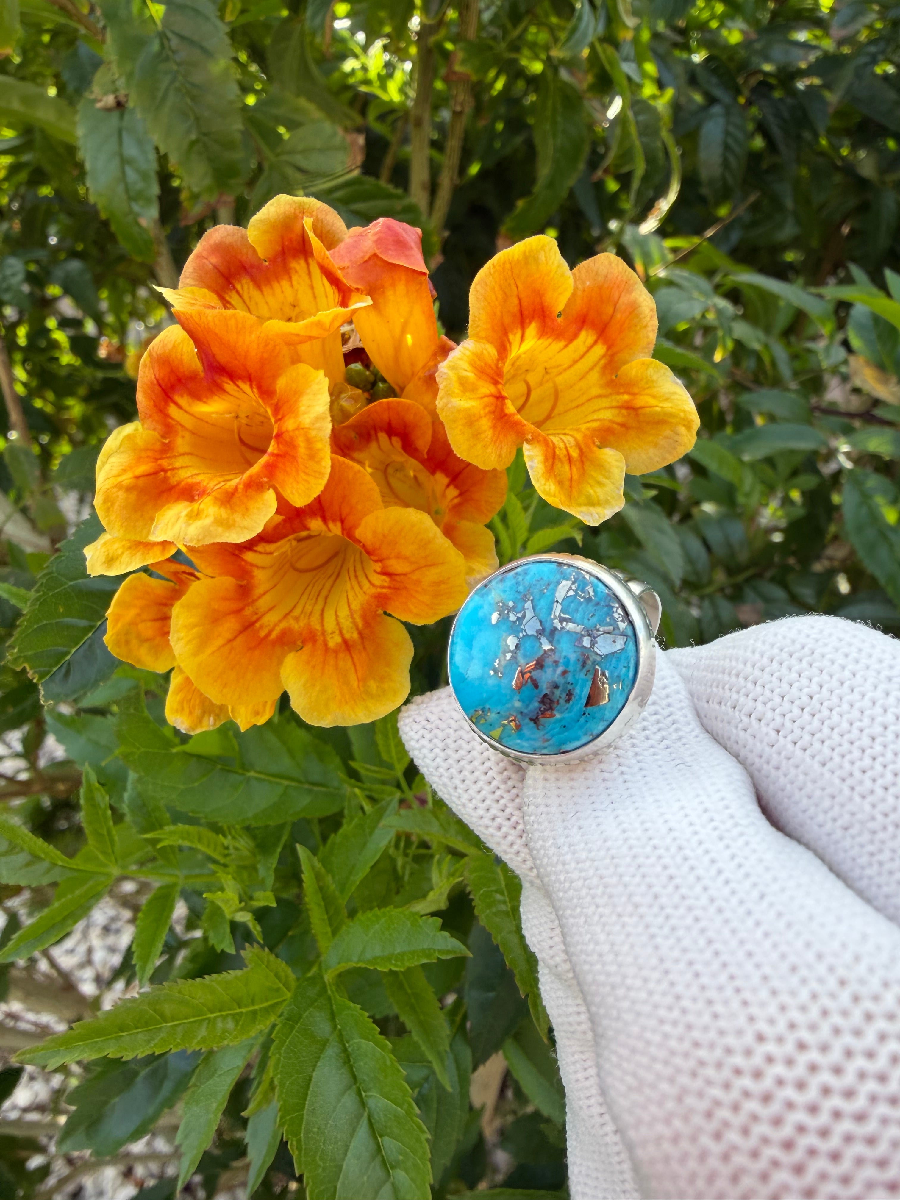 Persian Blue Turquoise and Sterling Silver Ring!! Oh My!