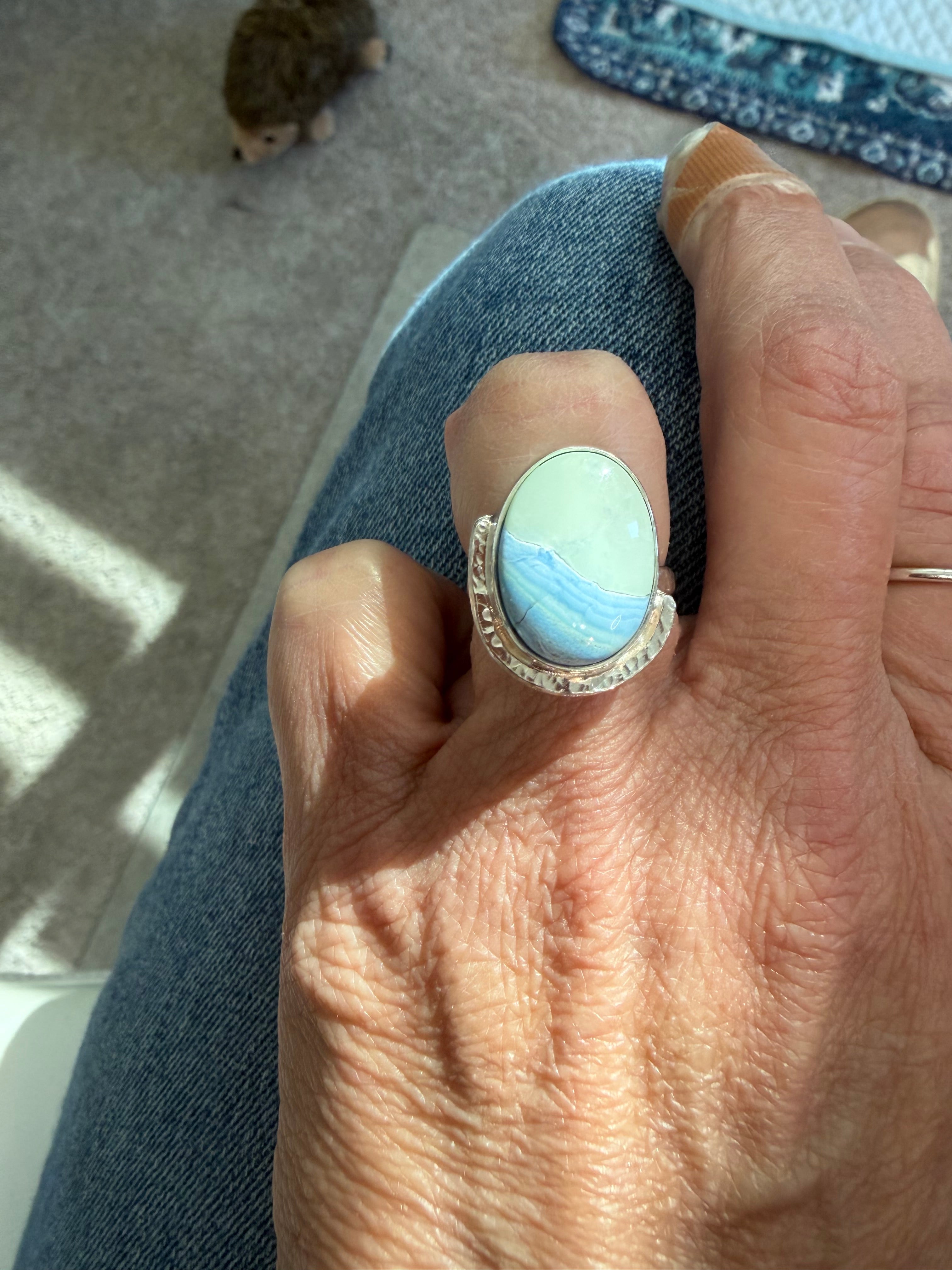 All Natural Polychrome White River set in Sterling Silver!! On Sale!