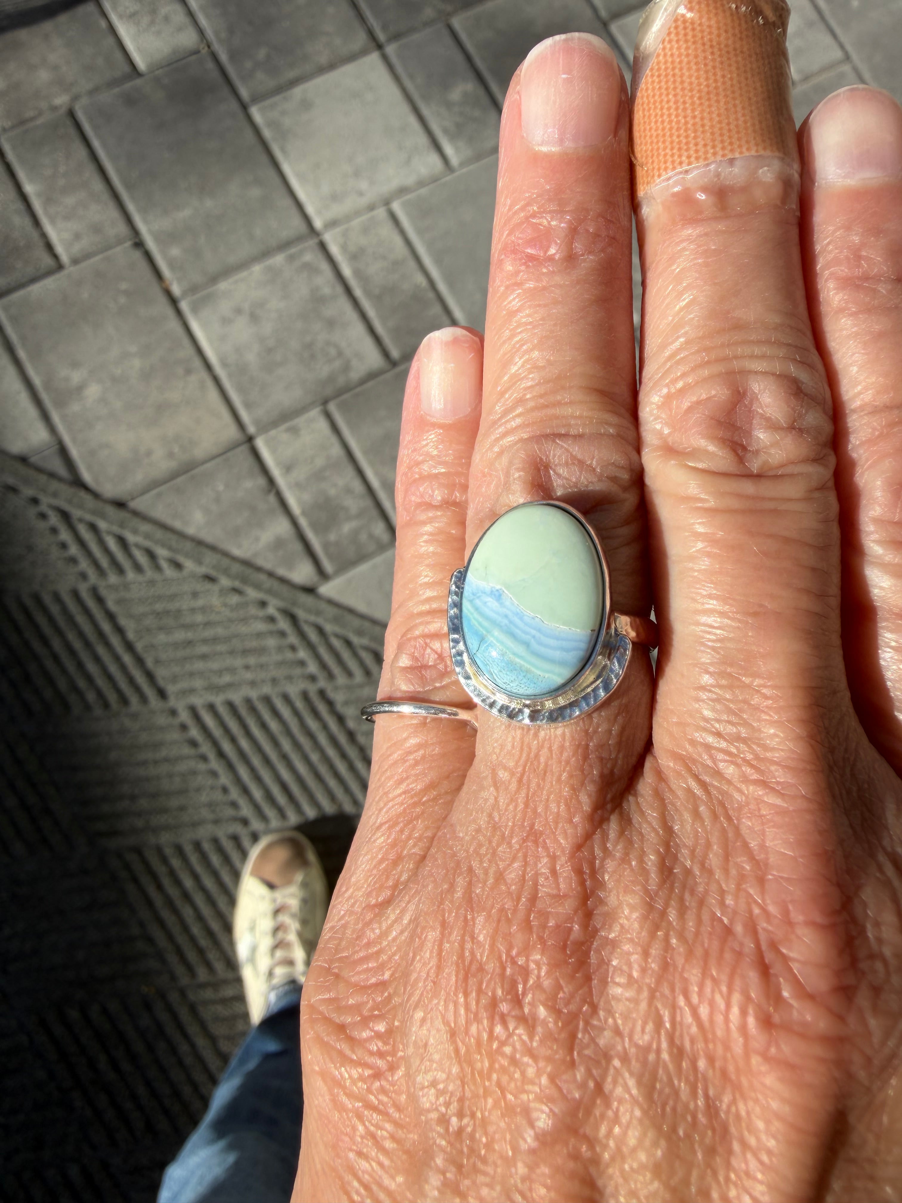 All Natural Polychrome White River set in Sterling Silver!! On Sale!