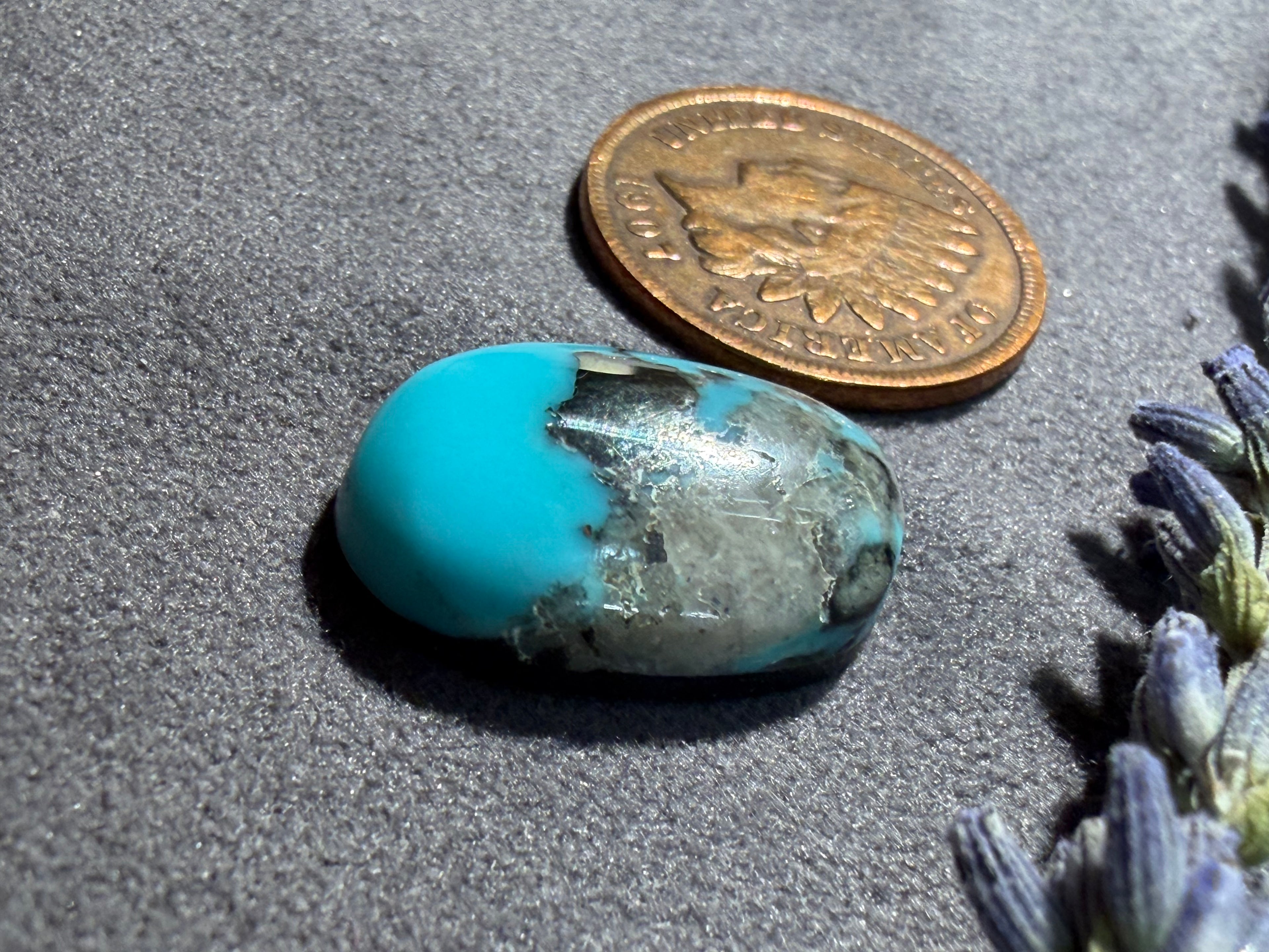 Did you see the Pyrite inclusions?  Campitos Turquoise Cabochon! On Sale!