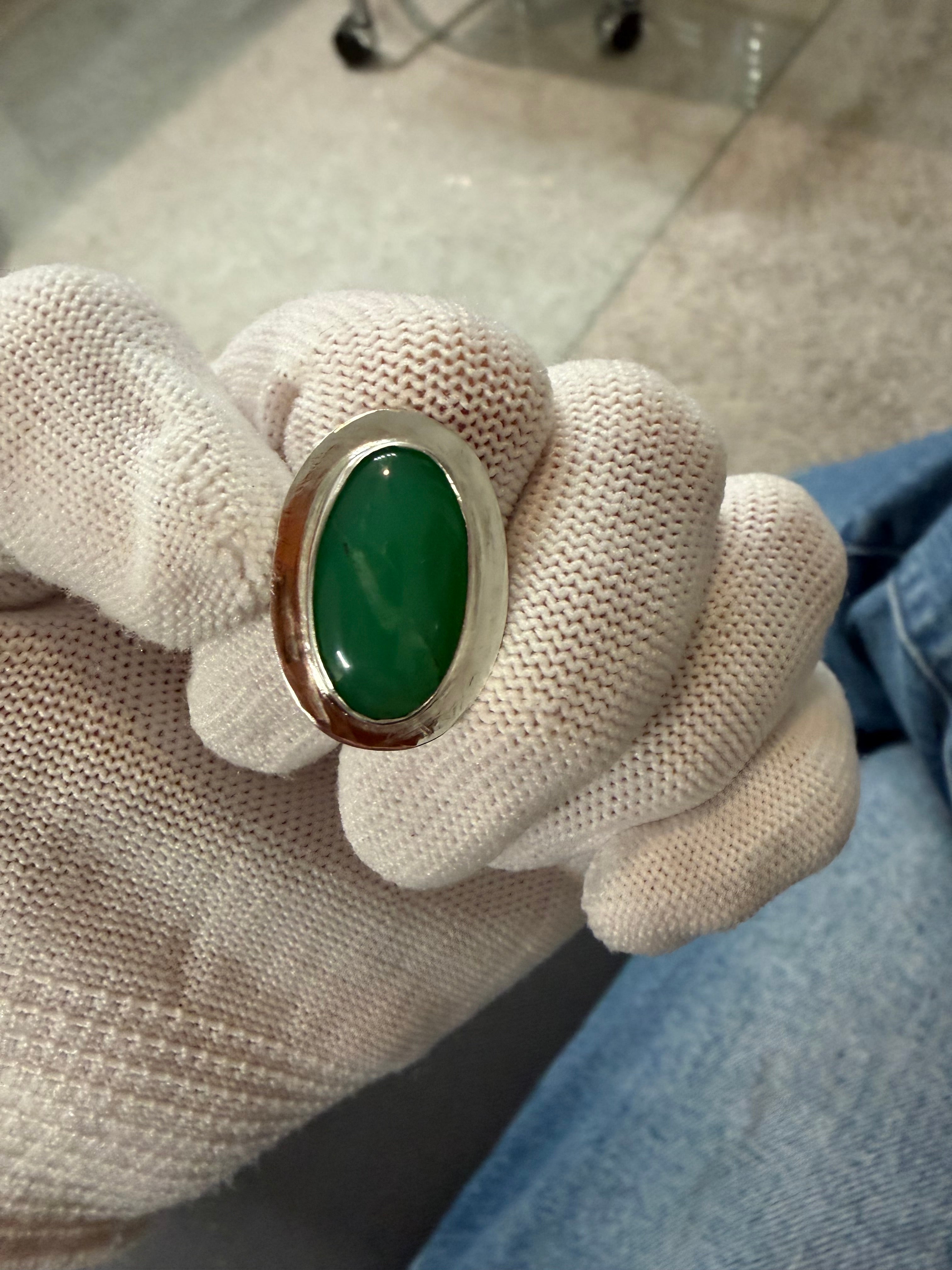 Can you say - STOP AND STARE! Australian Chrysoprase!! This Ring is for a GREEN GODDESS!