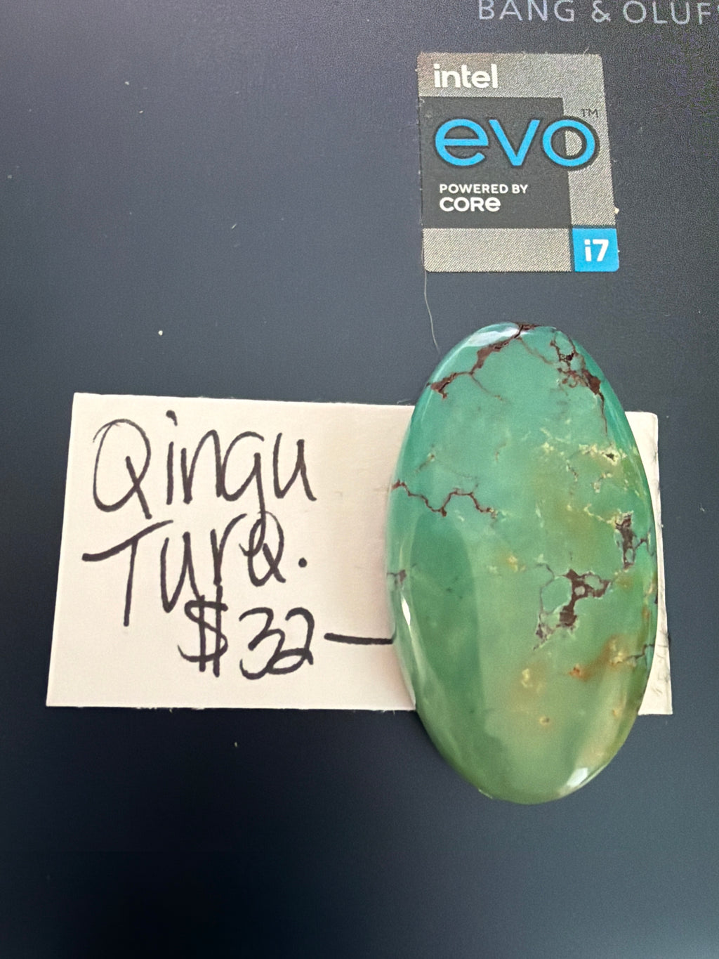 Chunky Oval Shaped Qingu Turquoise! - great for a pendant!