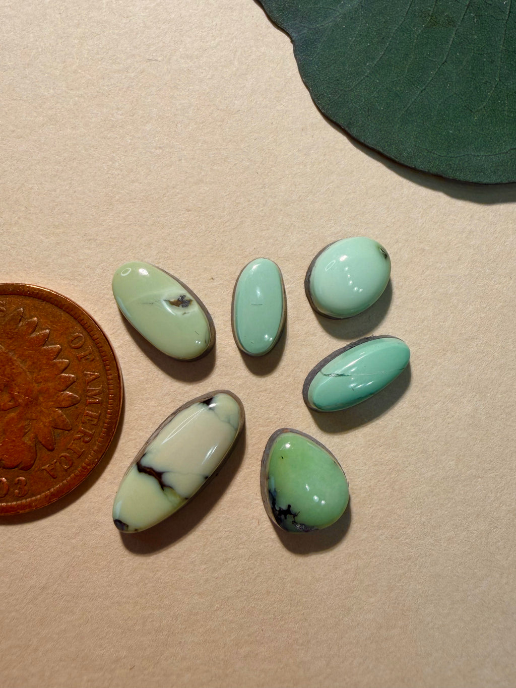 Stunning Minis - Prince Variscite Cabs (6 stones in this lot)
