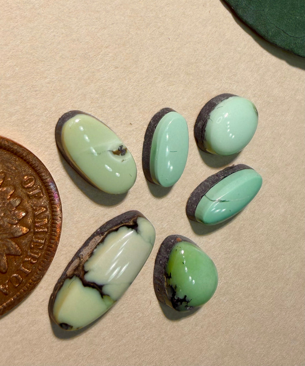 Stunning Minis - Prince Variscite Cabs (6 stones in this lot)