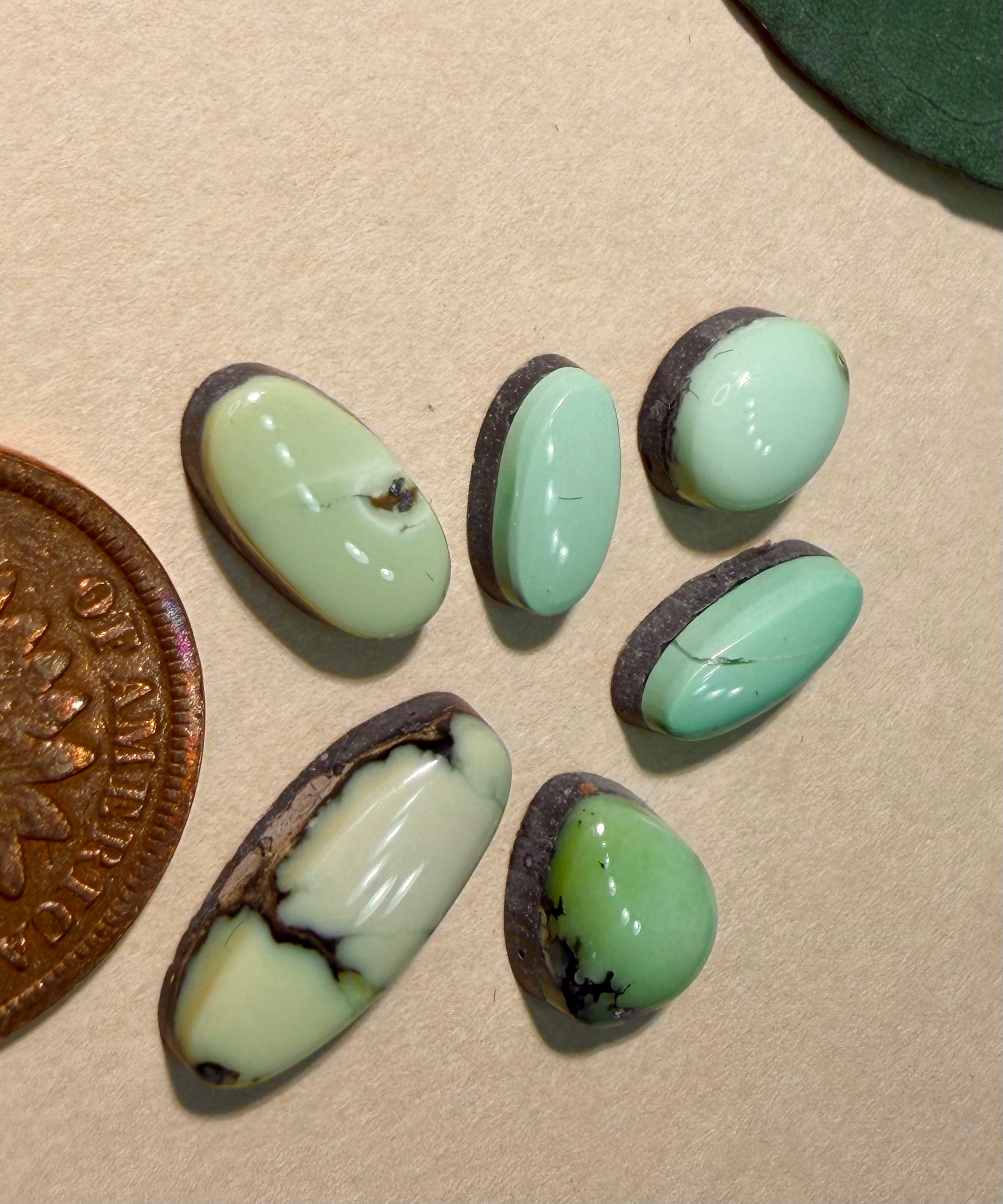 Stunning Minis - Prince Variscite Cabs (6 stones in this lot)