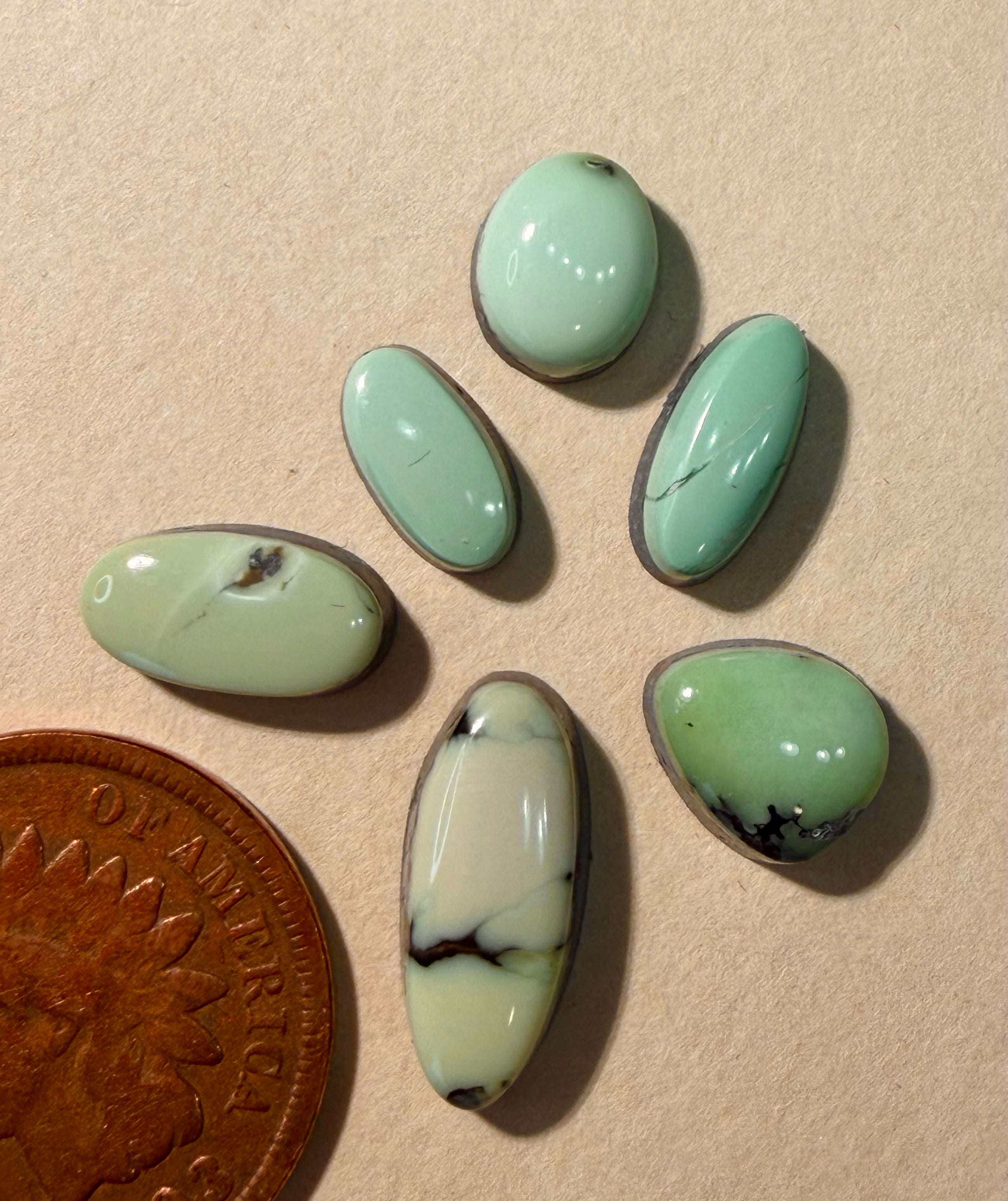 Stunning Minis - Prince Variscite Cabs (6 stones in this lot)