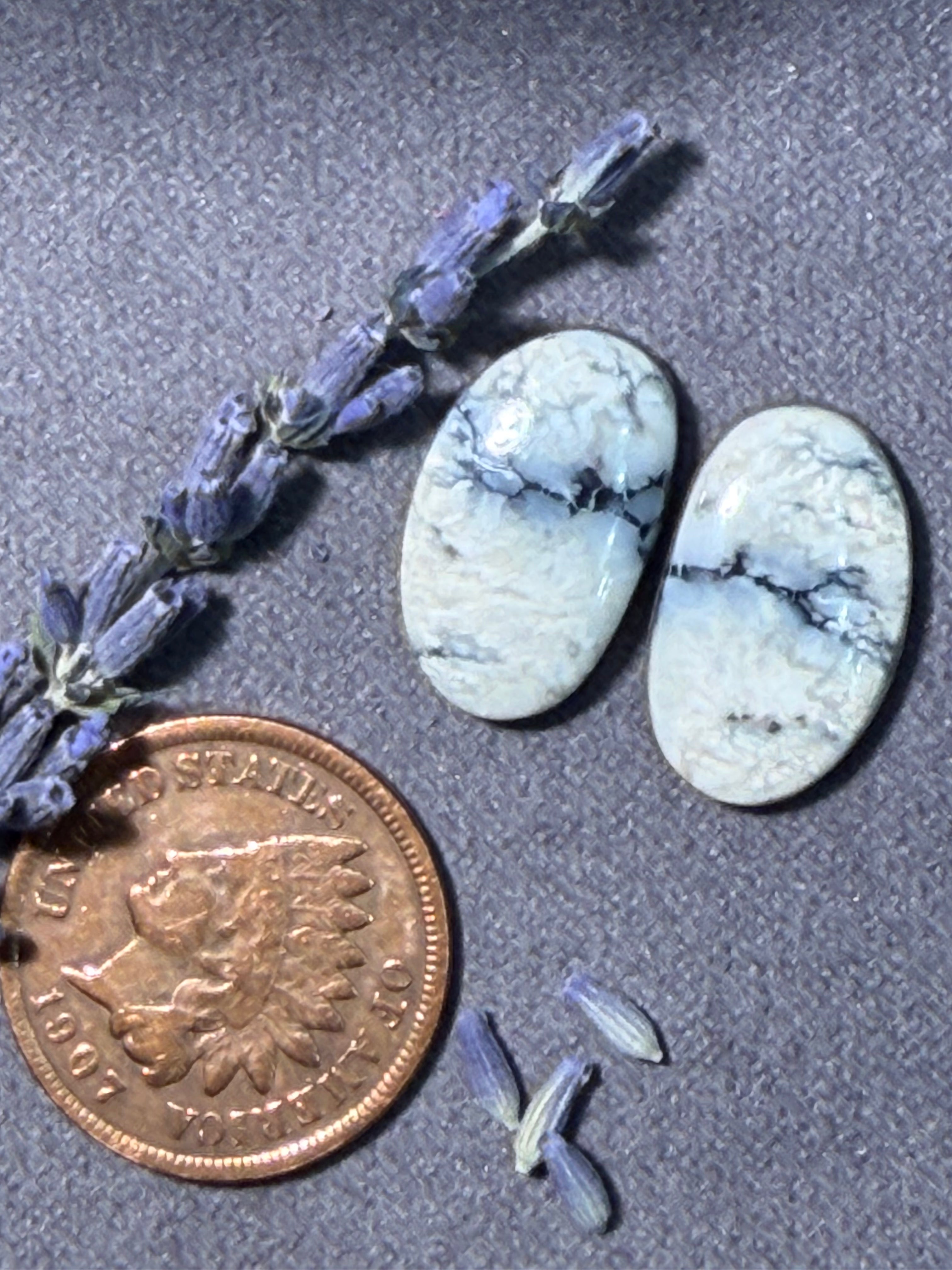 Beautiful Pair of Natural White River Variscite Cabs for Earrings!