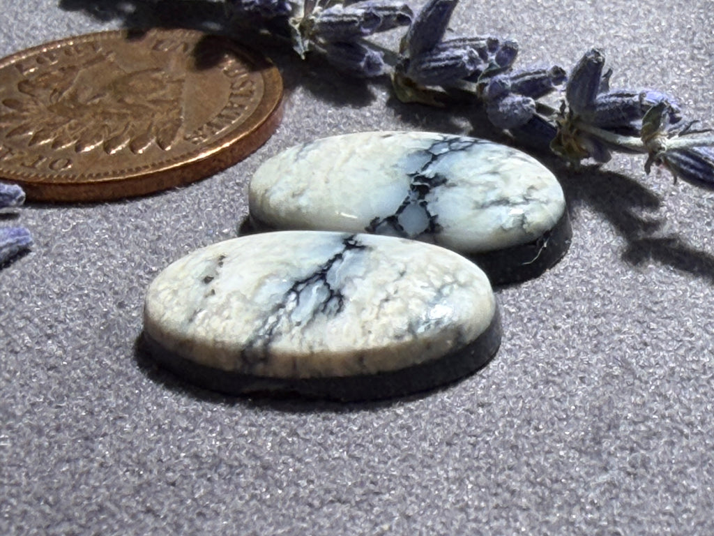 Beautiful Pair of Natural White River Variscite Cabs for Earrings!