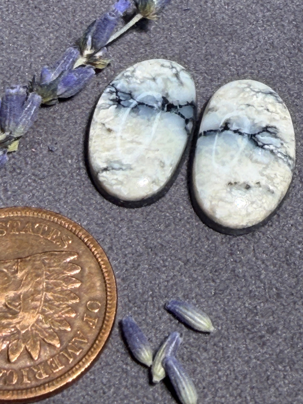 Beautiful Pair of Natural White River Variscite Cabs for Earrings!