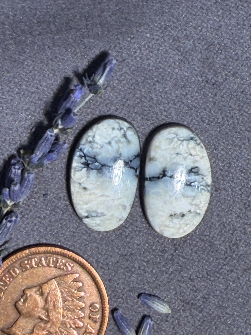 Beautiful Pair of Natural White River Variscite Cabs for Earrings!